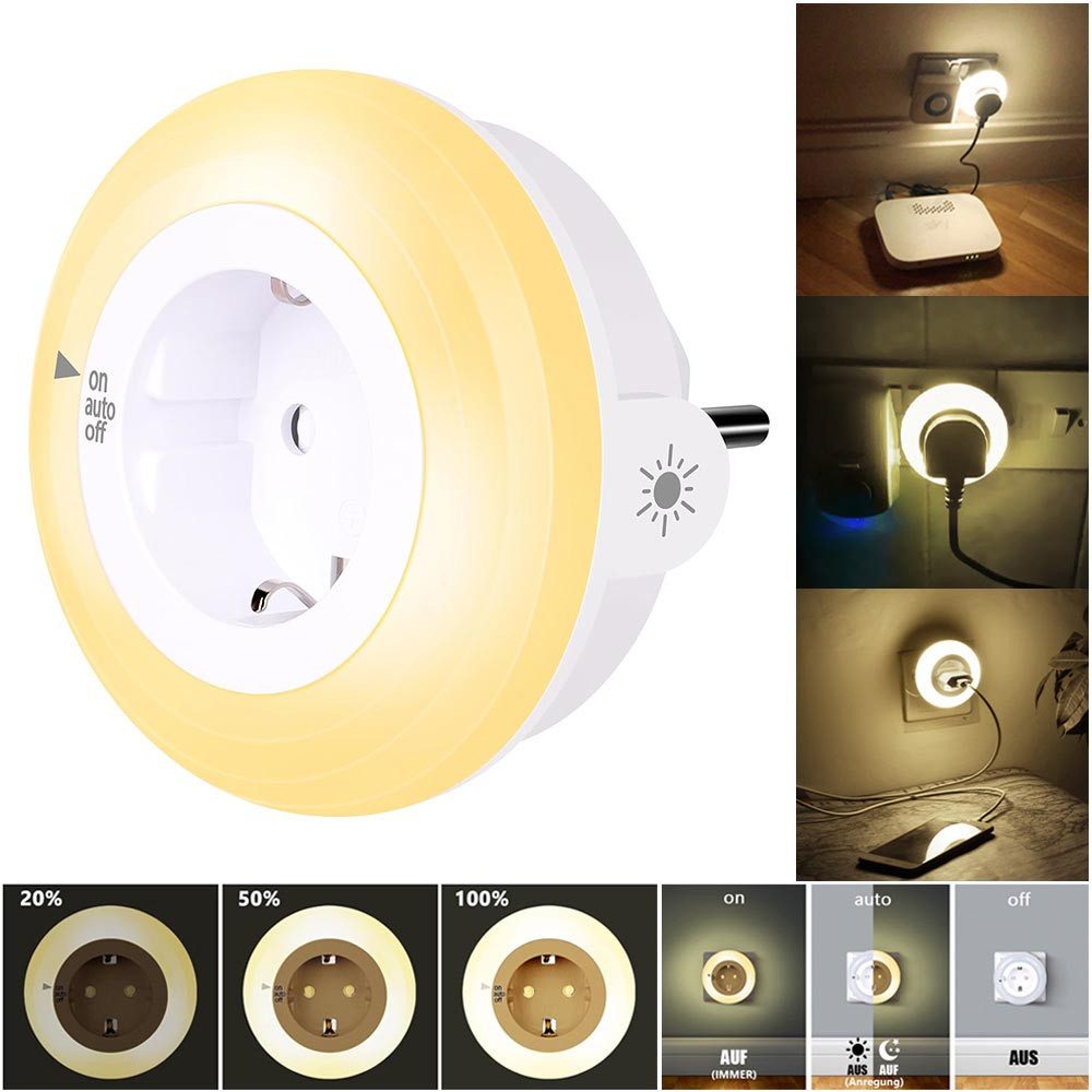 MUPOO LED Nachtlicht Steckdosen Nachtlicht Dimmbar Wandsteckdose 3 Modi Däm günstig online kaufen
