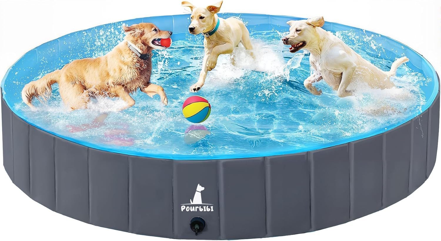 POPOLIC Hundepool Hundpools Für Hunde Große & Kleine, Faltbare Haustierpool, (mit Tragbar & Eco-Friendly PVC), Geeignet für Indoor-Gartenstrand 120cmx30cm