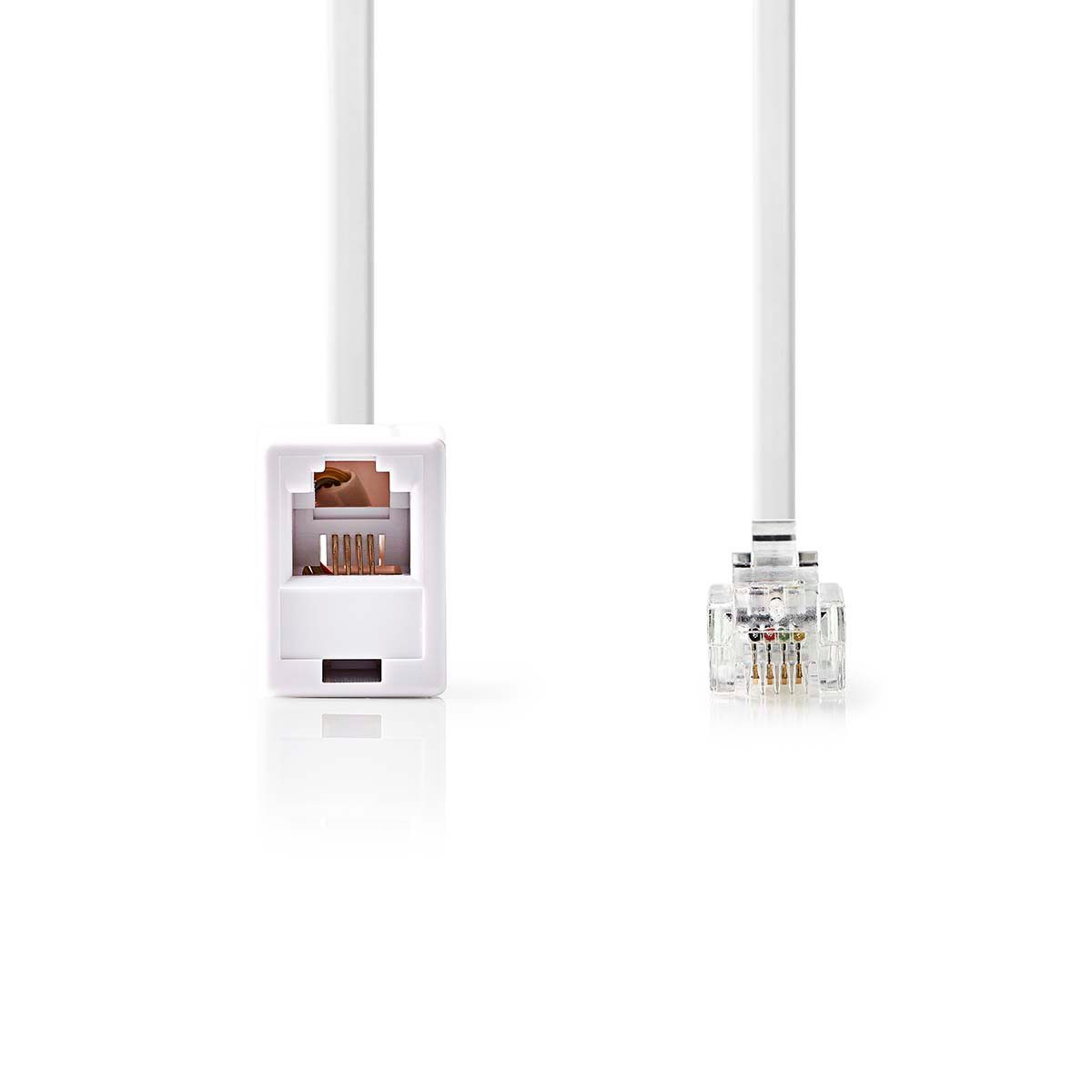 Nedis TCGL90205WT50 Telefonkabel, Telefon-Verlängerungskabel, Telefon-Verlängerungskabel, RJ11-Stecker, RJ11-Buchse, für Telefon und Telefondose, 5m flach