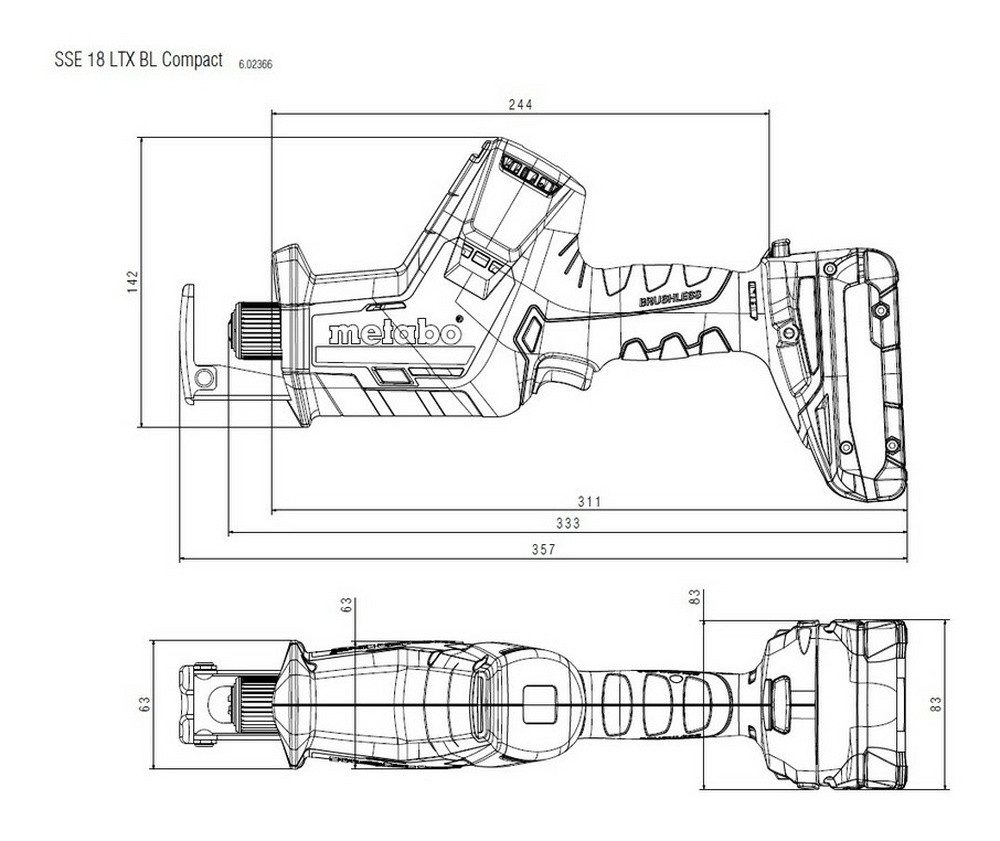 metabo Akku-Säbelsäge SSE 18 LTX BL Compact, Ohne Akku im Karton