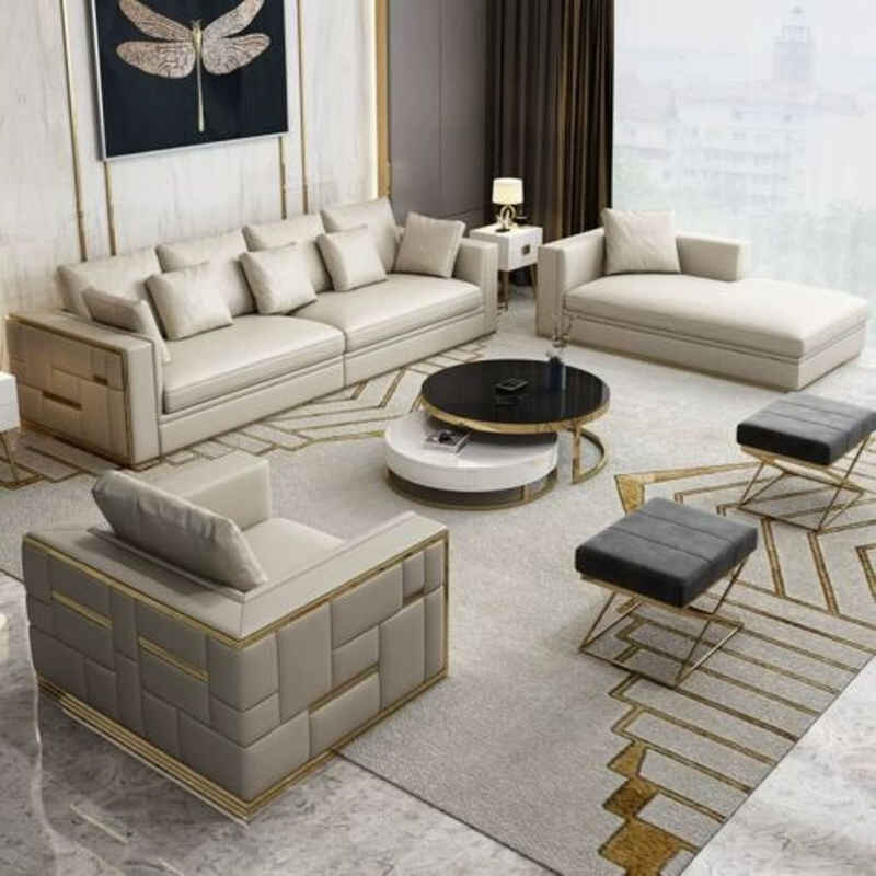 JVmoebel Wohnzimmer-Set, Big XXL Luxus Sofa Couch Polster Sitz Leder Garnitur 4+1 Sitzer