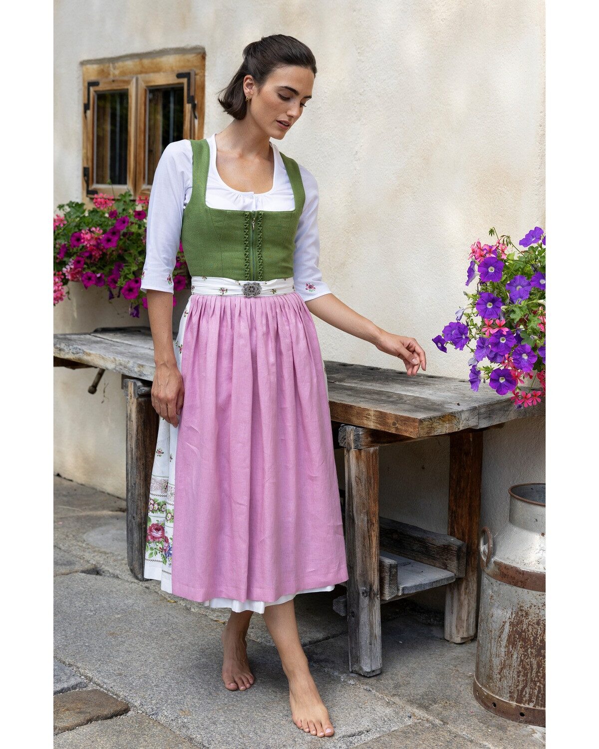 Berwin Dirndl Langes Dirndl mit Blumenrock