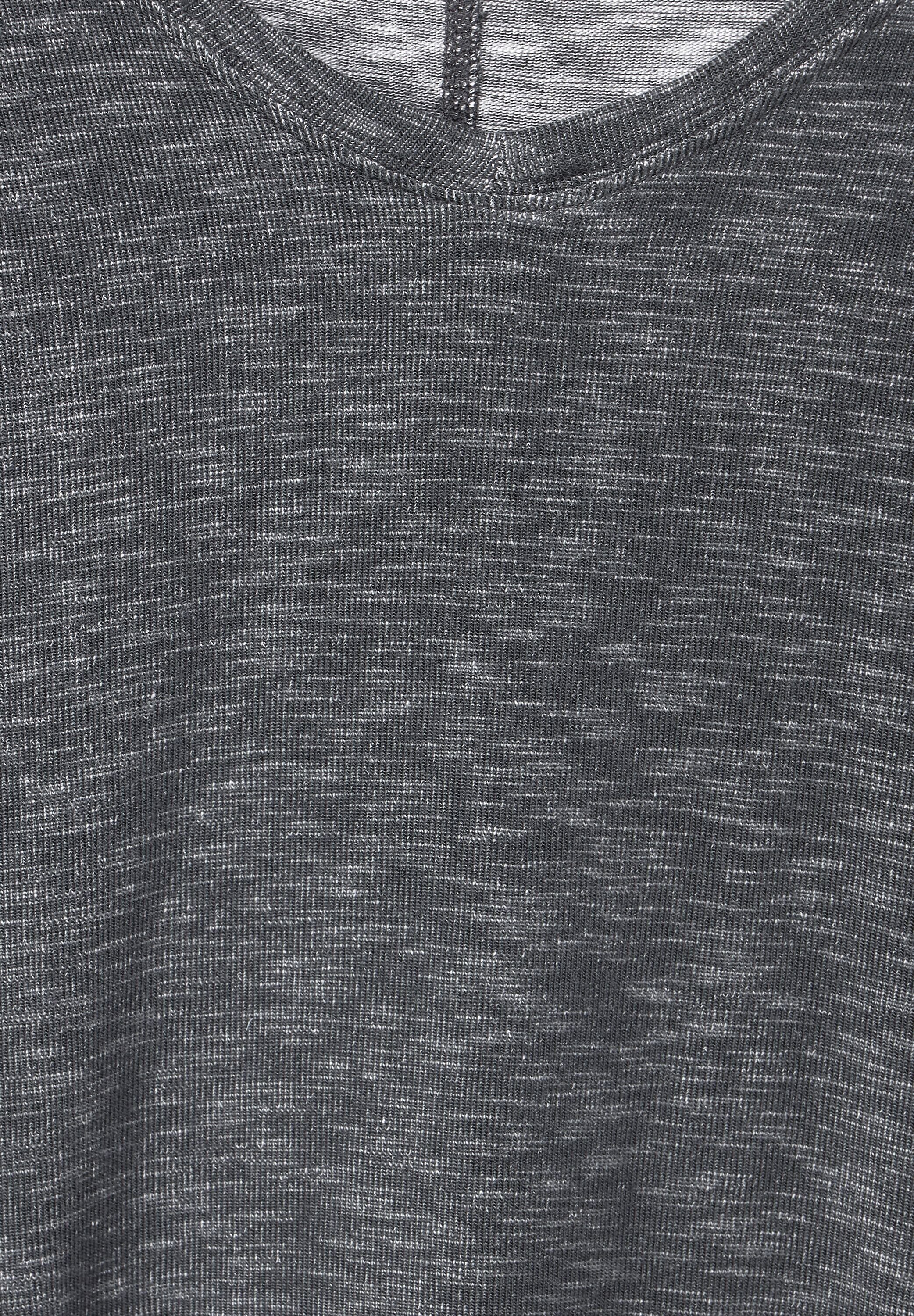 Cecil T-Shirt mit abgerundetem V-Ausschnitt easy melange khaki