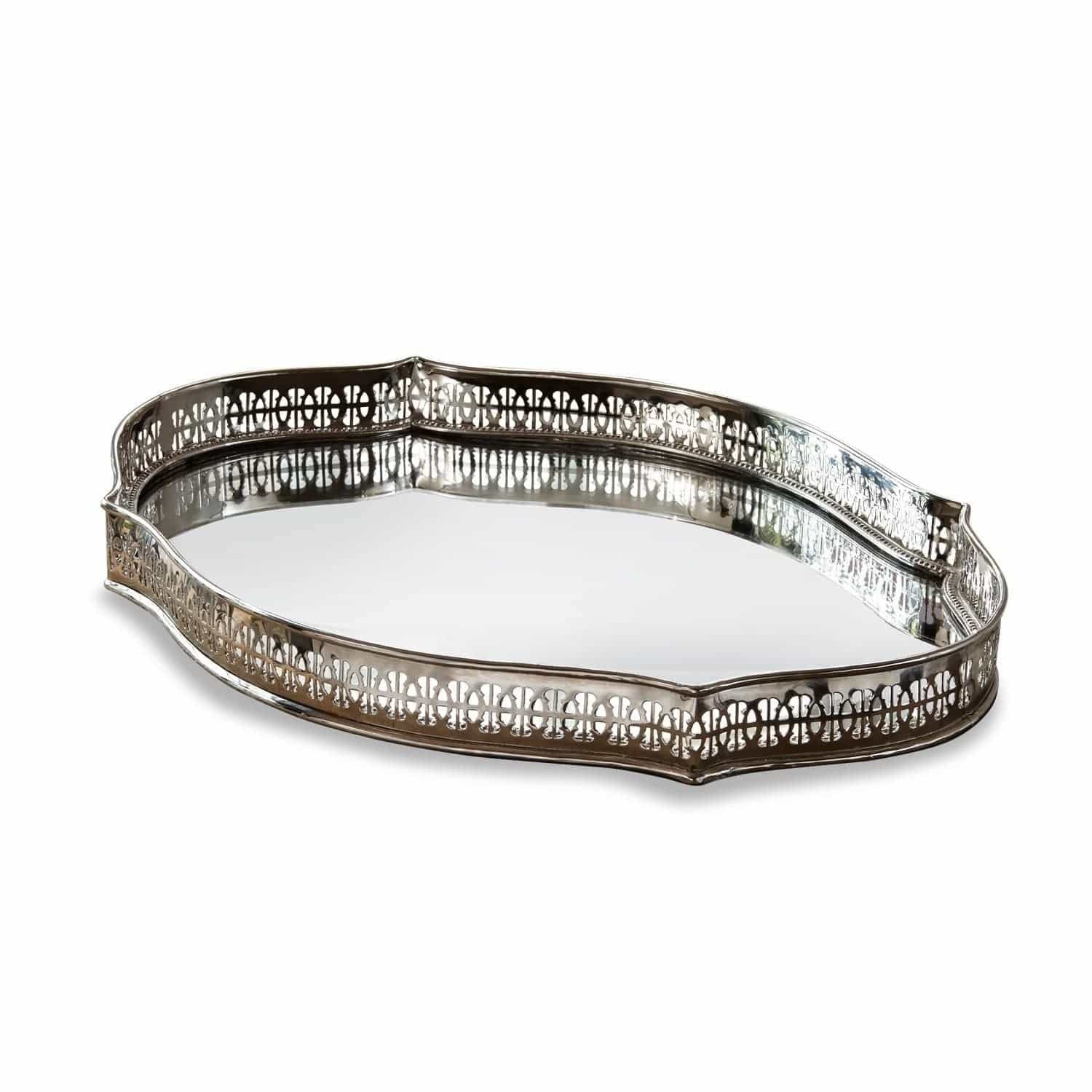 Mirabeau Tablett Tablett Cumont silber, Messing, Einsatz: Spiegelglas, Spiegelglas