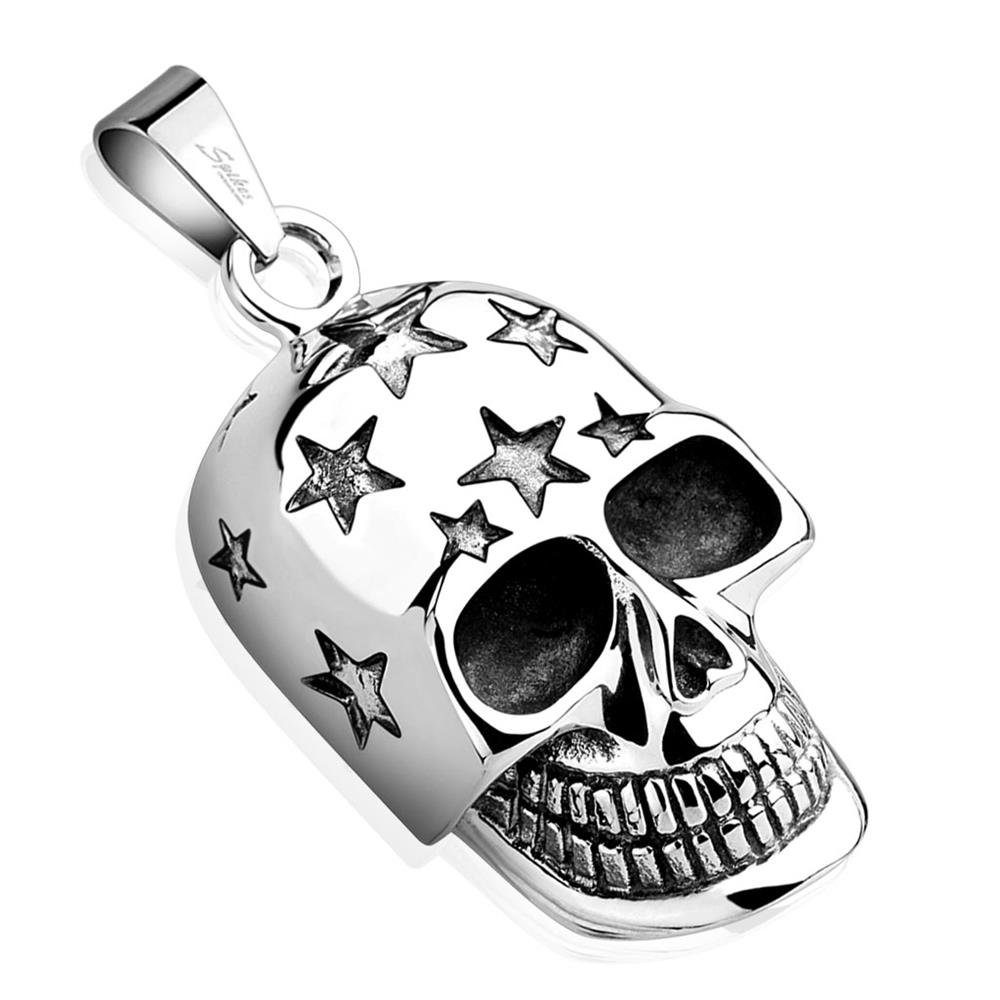 BUNGSA Anhänger Set Anhänger lachender Totenkopf Silber aus Edelstahl Unisex (1-tlg), Pendant Halsketten
