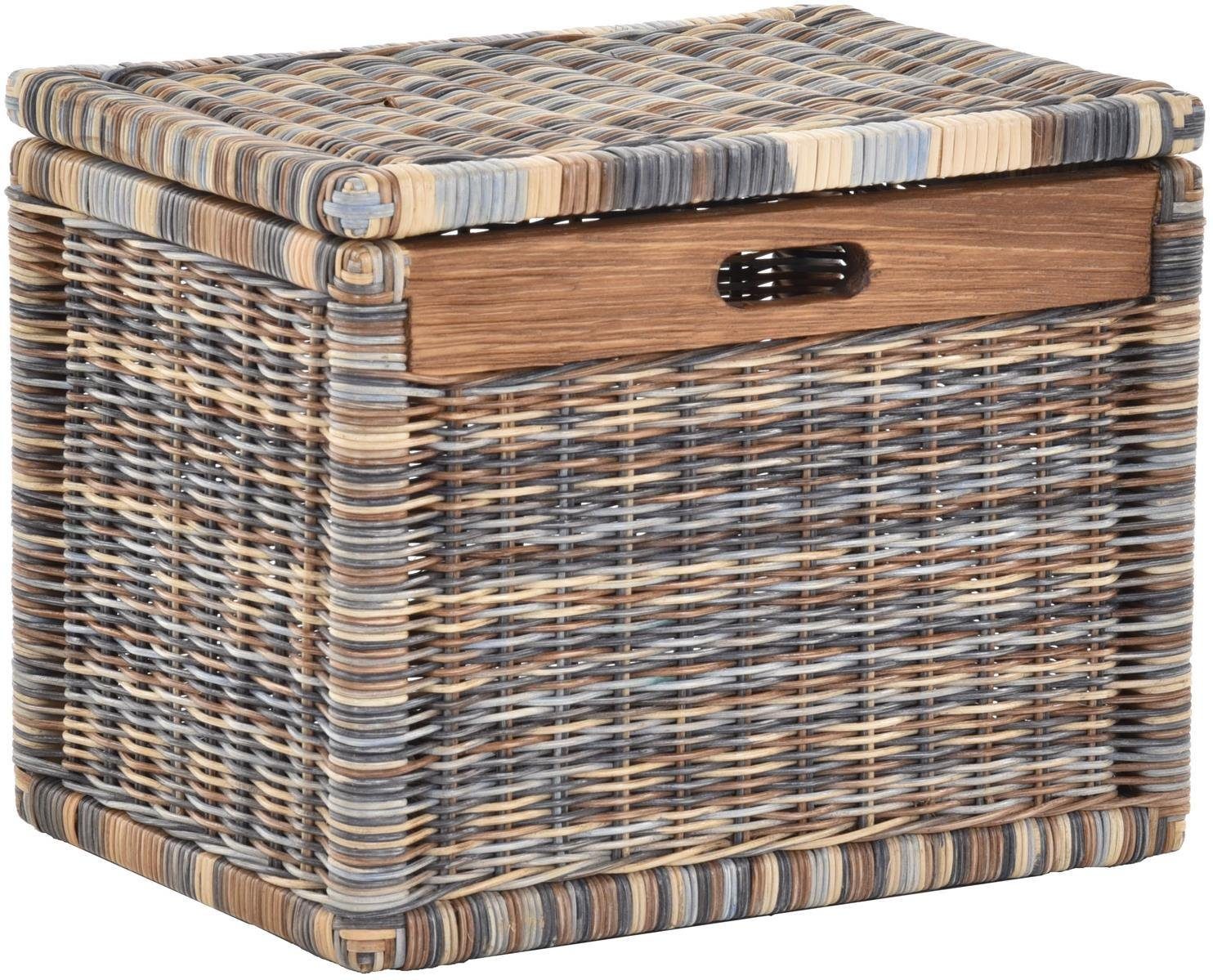 Krines Home Aufbewahrungskorb Hoher Korb mit Deckel Rattan geflochten Regal günstig online kaufen