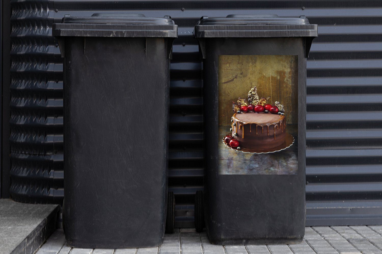 Mülleimer-aufkleber, Abfalbehälter Beeren Container, mit MuchoWow Ein (1 Schokoladenkuchen Sticker, Mülltonne, St), verzierter Wandsticker