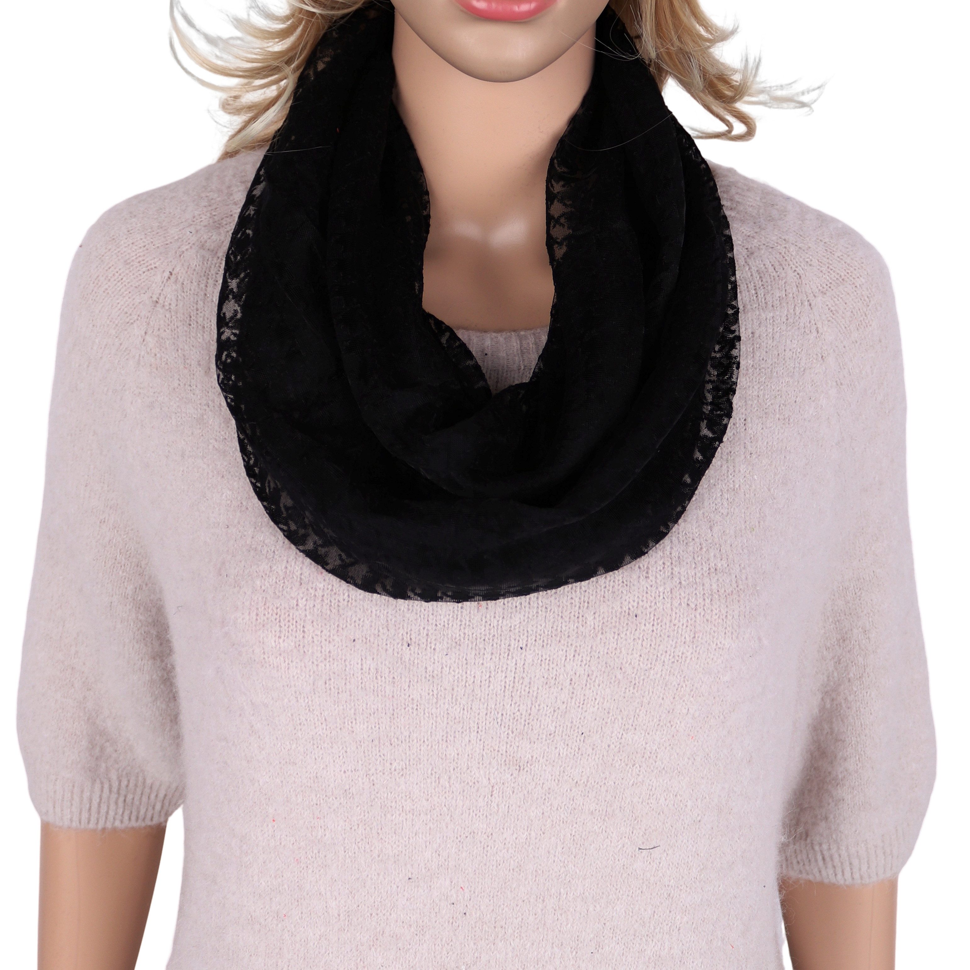 MIRROSI Loop Damen Schal Unifarbe HALBTRANSPARENT, Tolle Muster, Schlauchsc günstig online kaufen