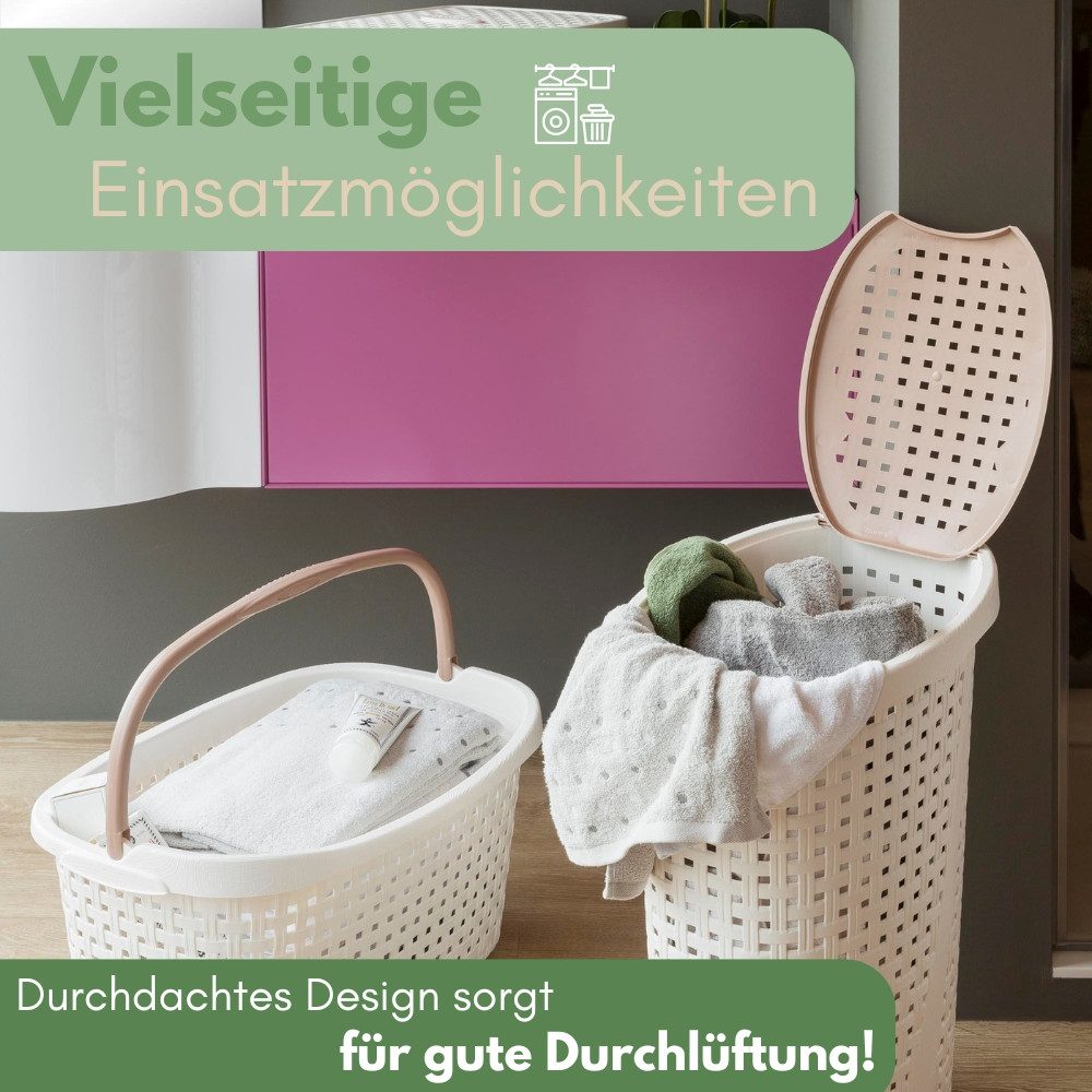 GarPet Wäschebox Wäschekorb mit Deckel Wäschesammler Rattan Wäschekorb Plastik 43 L – Bild 5 von 5
