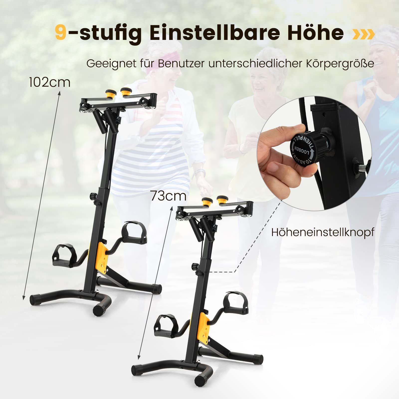 COSTWAY Heimtrainer Fitnessbike, Mini Stepper, 9 stufig verstellbar