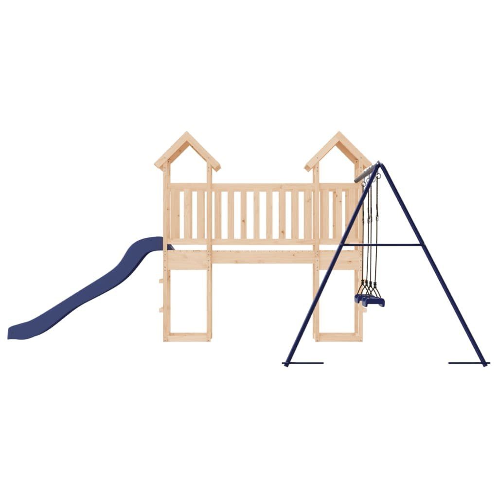 Kiefer Spielturm Rutsche vidaXL Schaukeln mit und Massivholz Kind Spielhaus Kletterturm