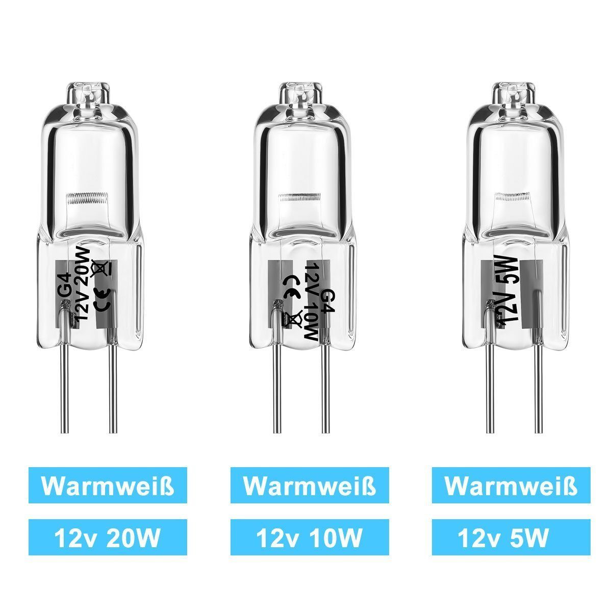 Glühbirne LED Warmweiß, Halogen, 12V 10er Flutlichtstrahler iscooter G4 Pack Dimmbar, Stiftsockellampen 20W G4 Halogen Eco Halogenlampen