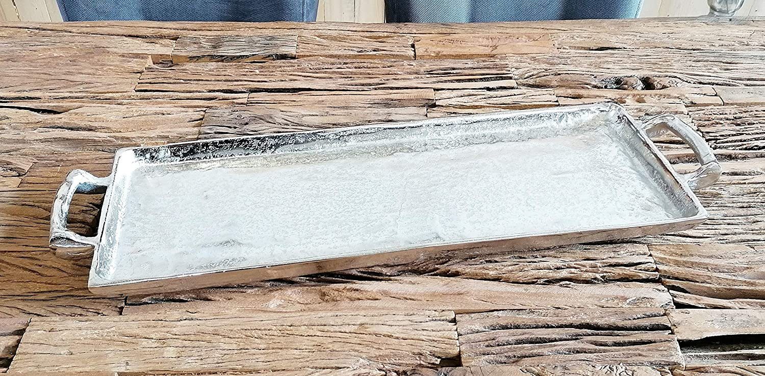 MichaelNoll Dekotablett Tablett Aluminium Griffe Serviertablett Metall - 42 / 65 / 82 / 112cm