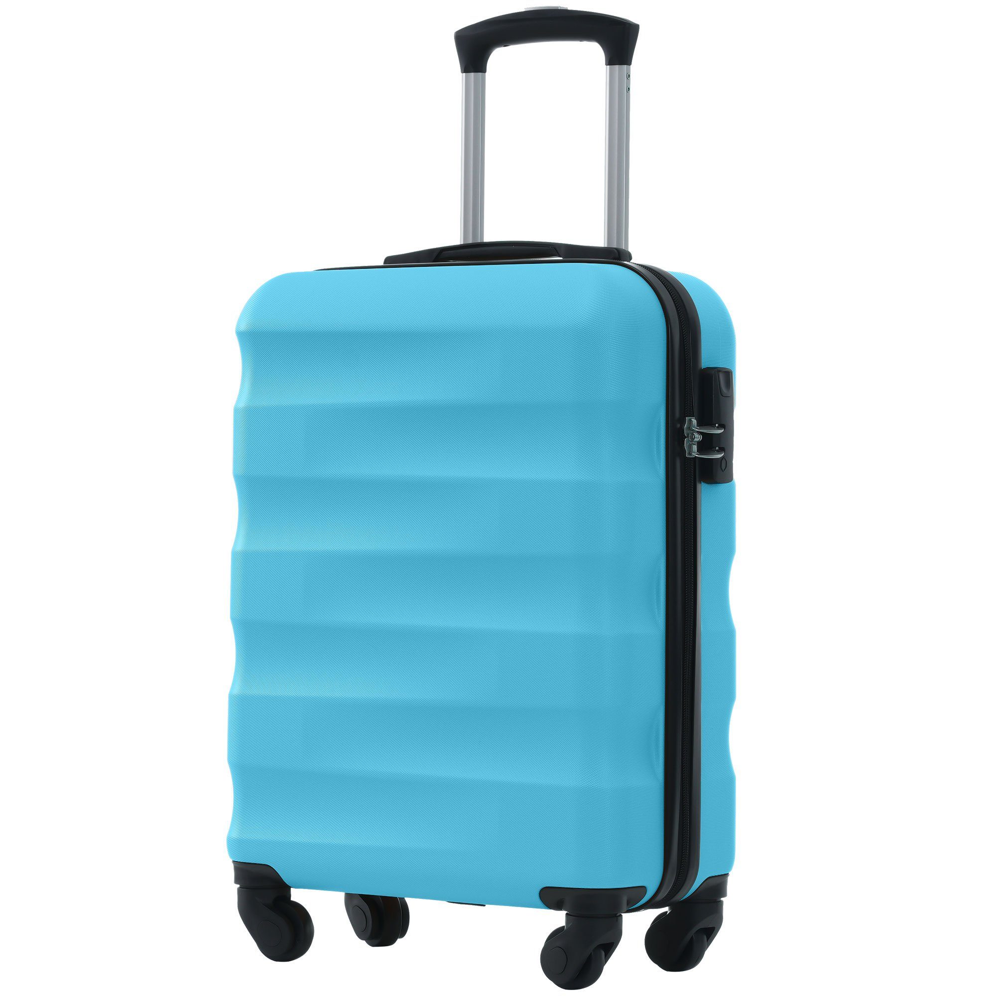 Flieks Hartschalen-Trolley, 4 Rollen, Handgepäck Koffer Reisekoffer, TSA-Schloss, mit Erweiterung Blau