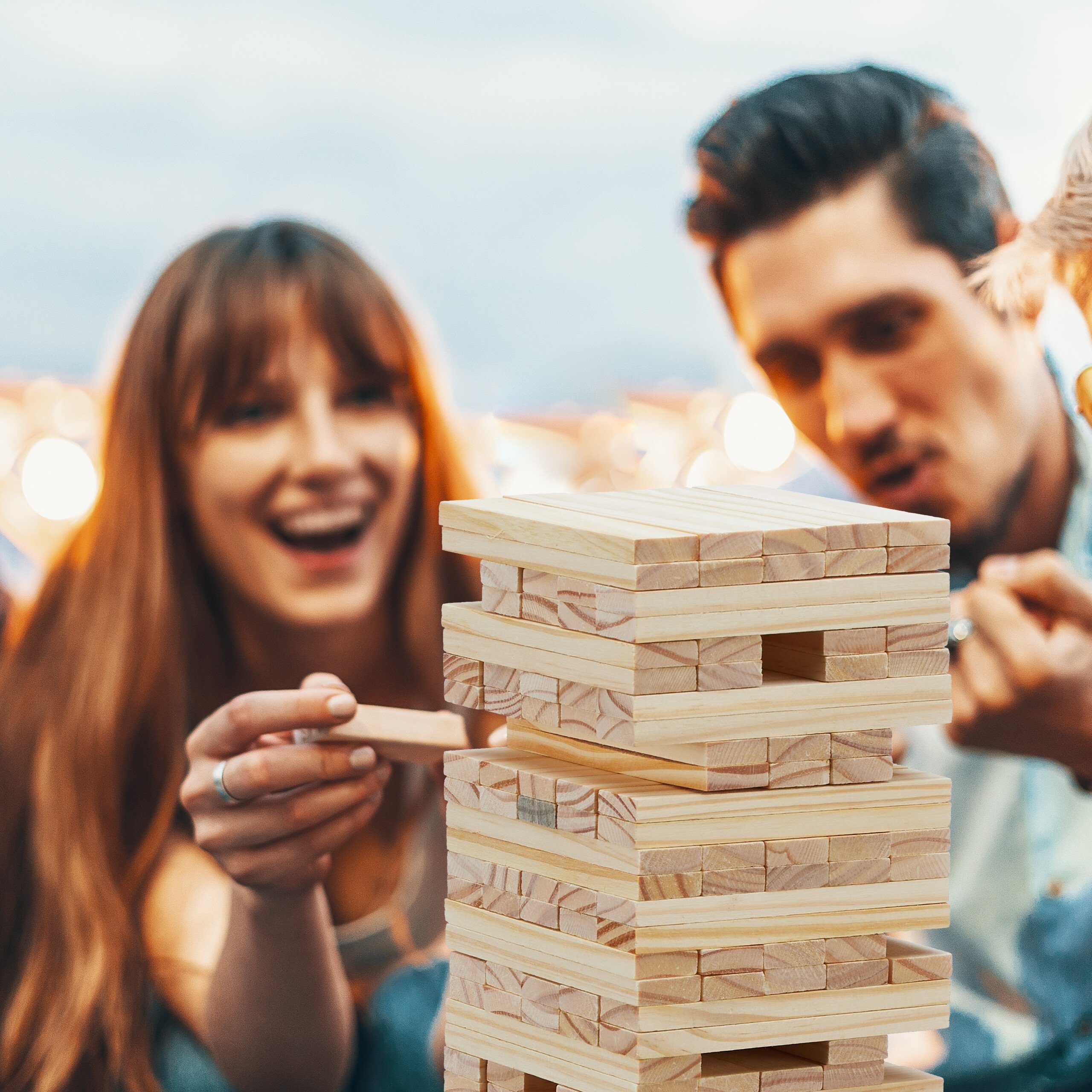 aus Stapelspielzeug relaxdays Holz XL Wackelturm