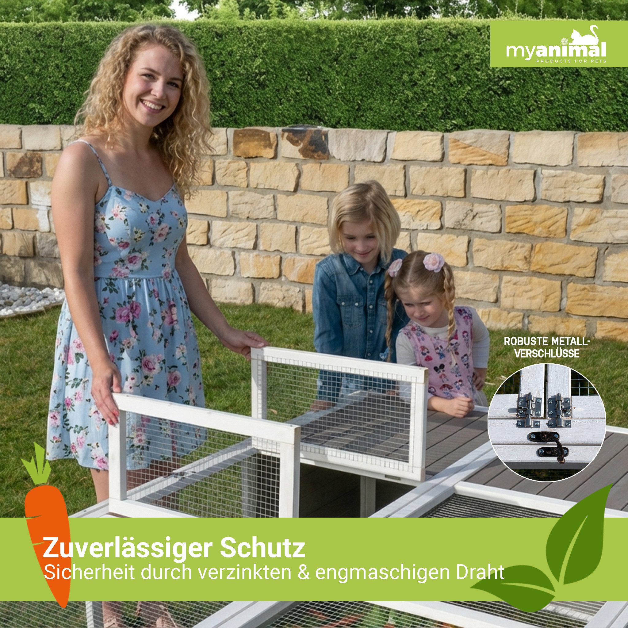My Animal Kleintierstall XXL Hasenstall MH-06 - Freilaufgehege - Wetterbeständig, Kaninchen Gehege - aufklappbares Dach - Käfig - Meerschweinchen Stall