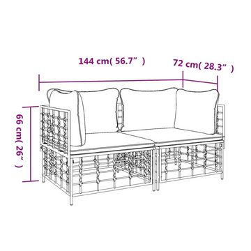 vidaXL Loungesofa Ecksofas mit Kissen 2 Stk. Modular Poly Rattan, 1 Teile