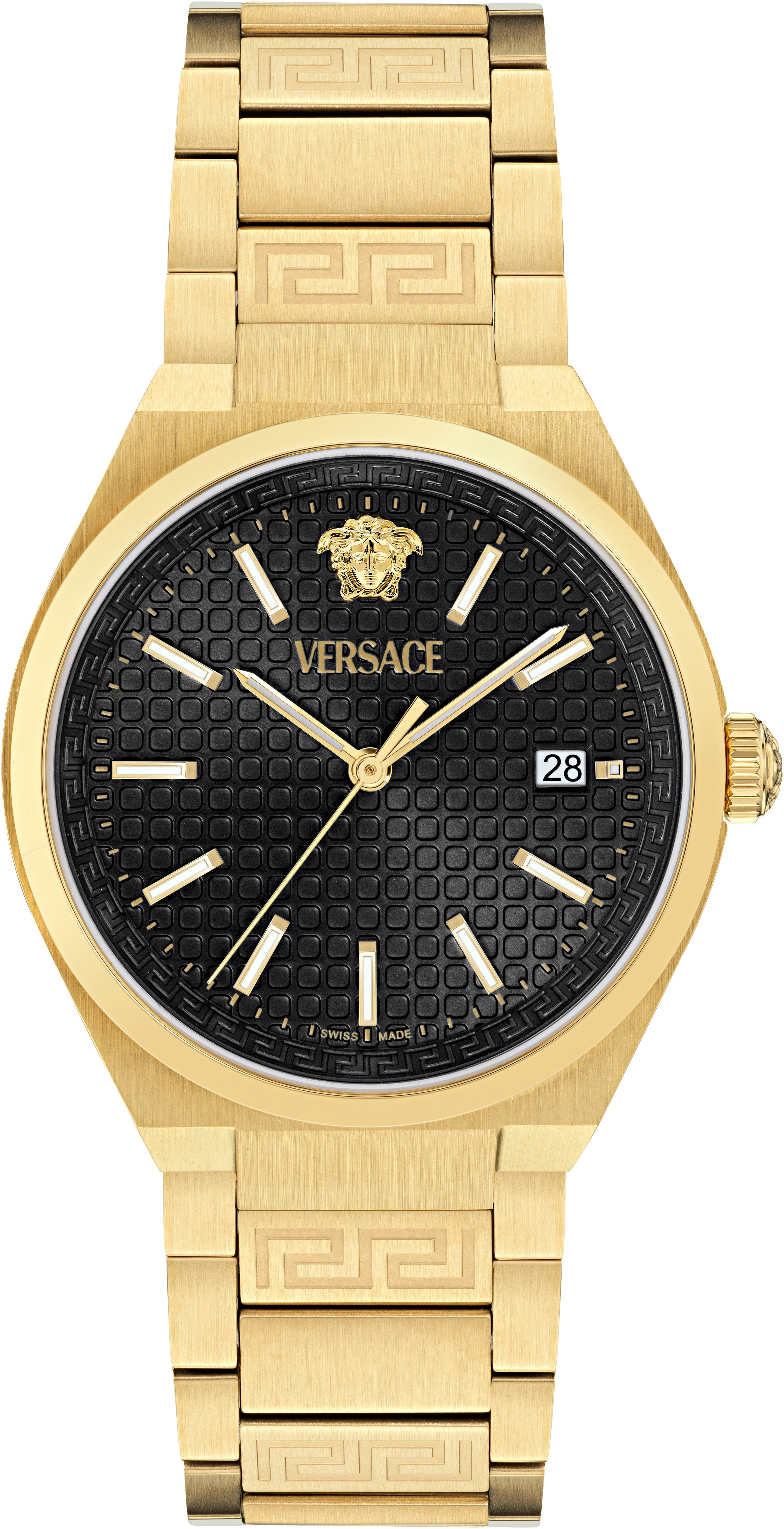 Versace Quarzuhr V-AURIA VE0F00525, Armbanduhr, Herrenuhr, Swiss Made, Edelstahlarmband, analog, Datum