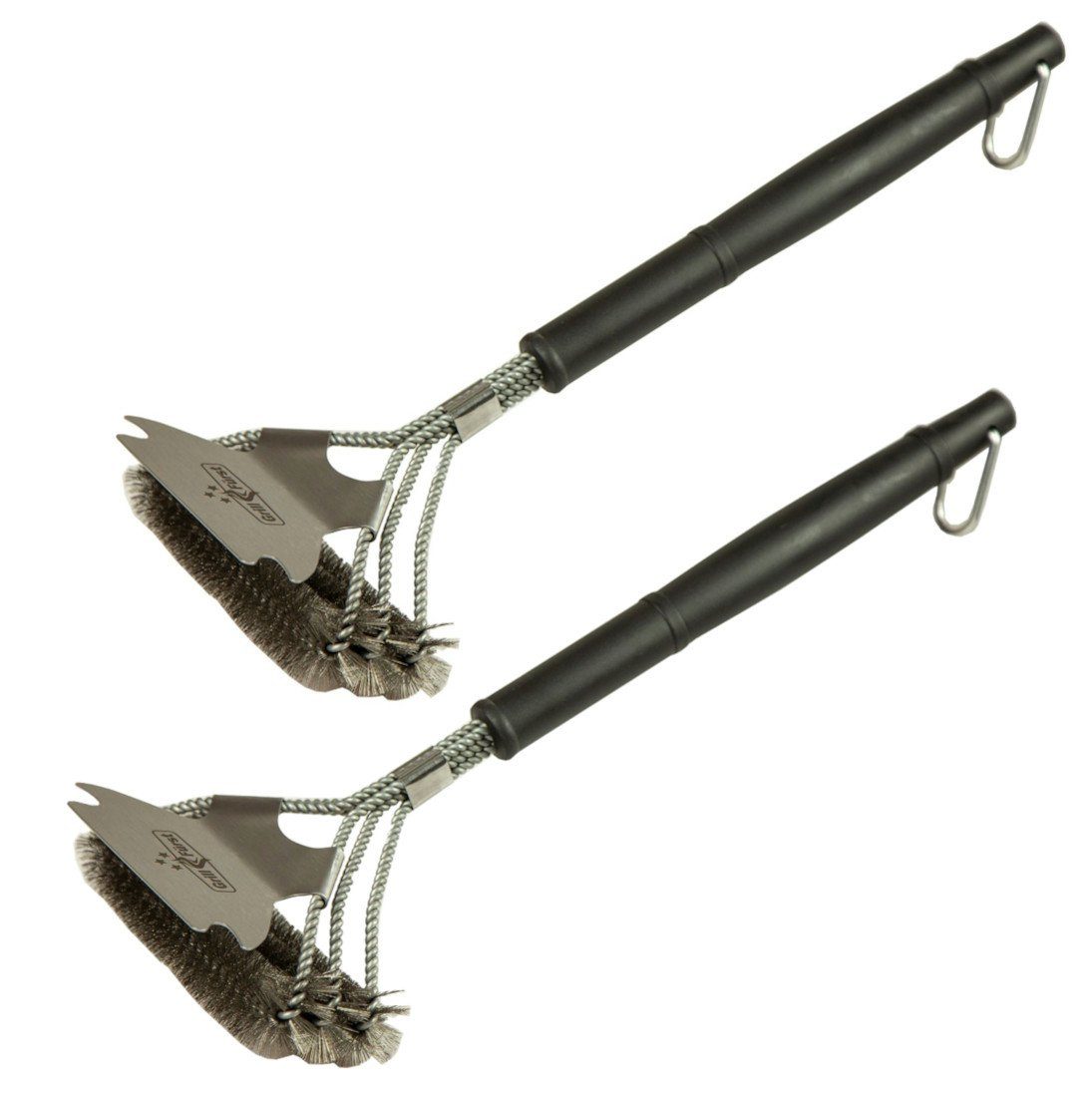 Grillfürst Grillbürste 2x Grillfürst Premium Grillbürste aus Edelstahl mit breitem 3-fach Bürstenkopf und Schaber