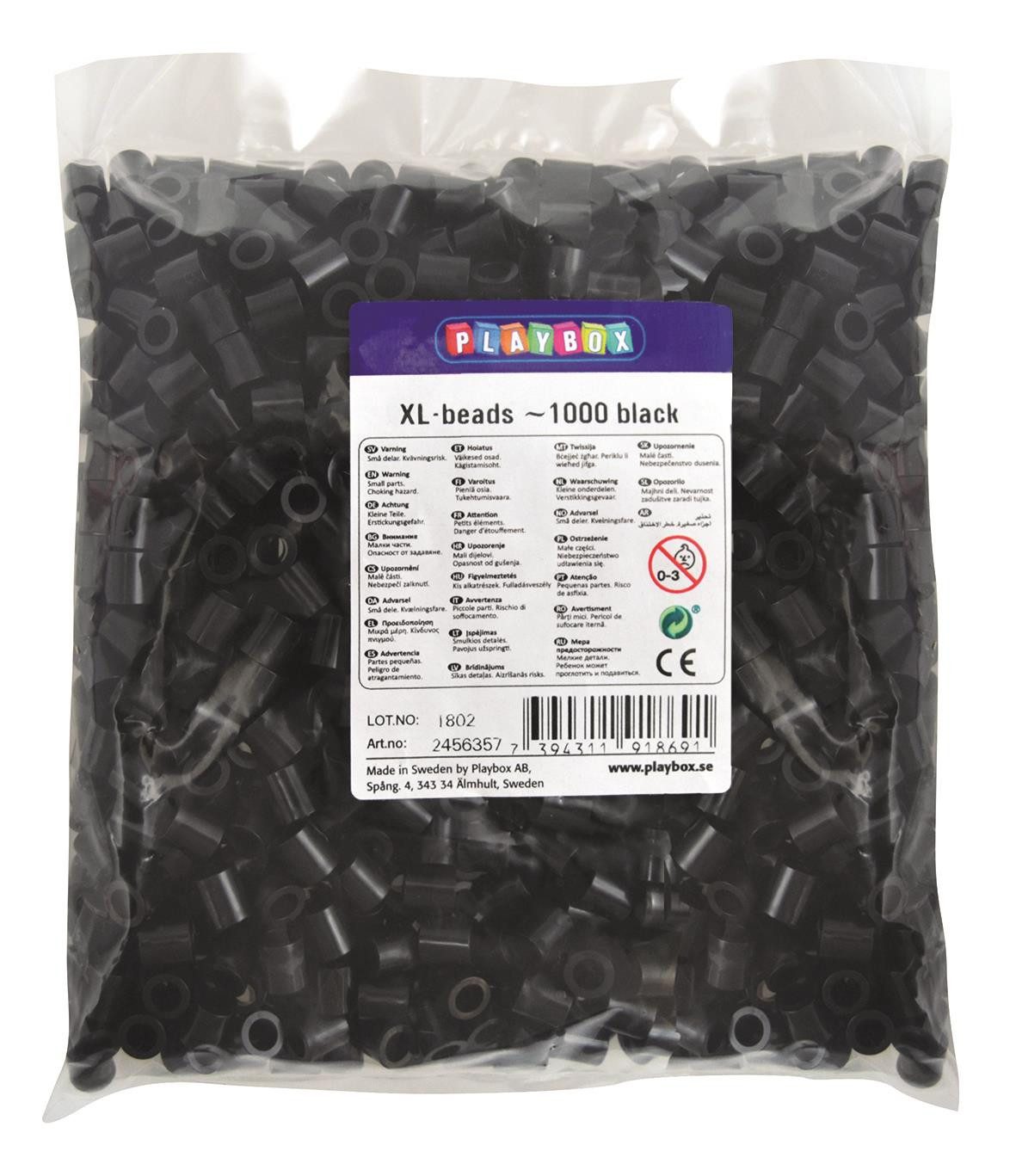Playbox Bügelperlen Playbox XL-Perlen 1000 Stück schwarz