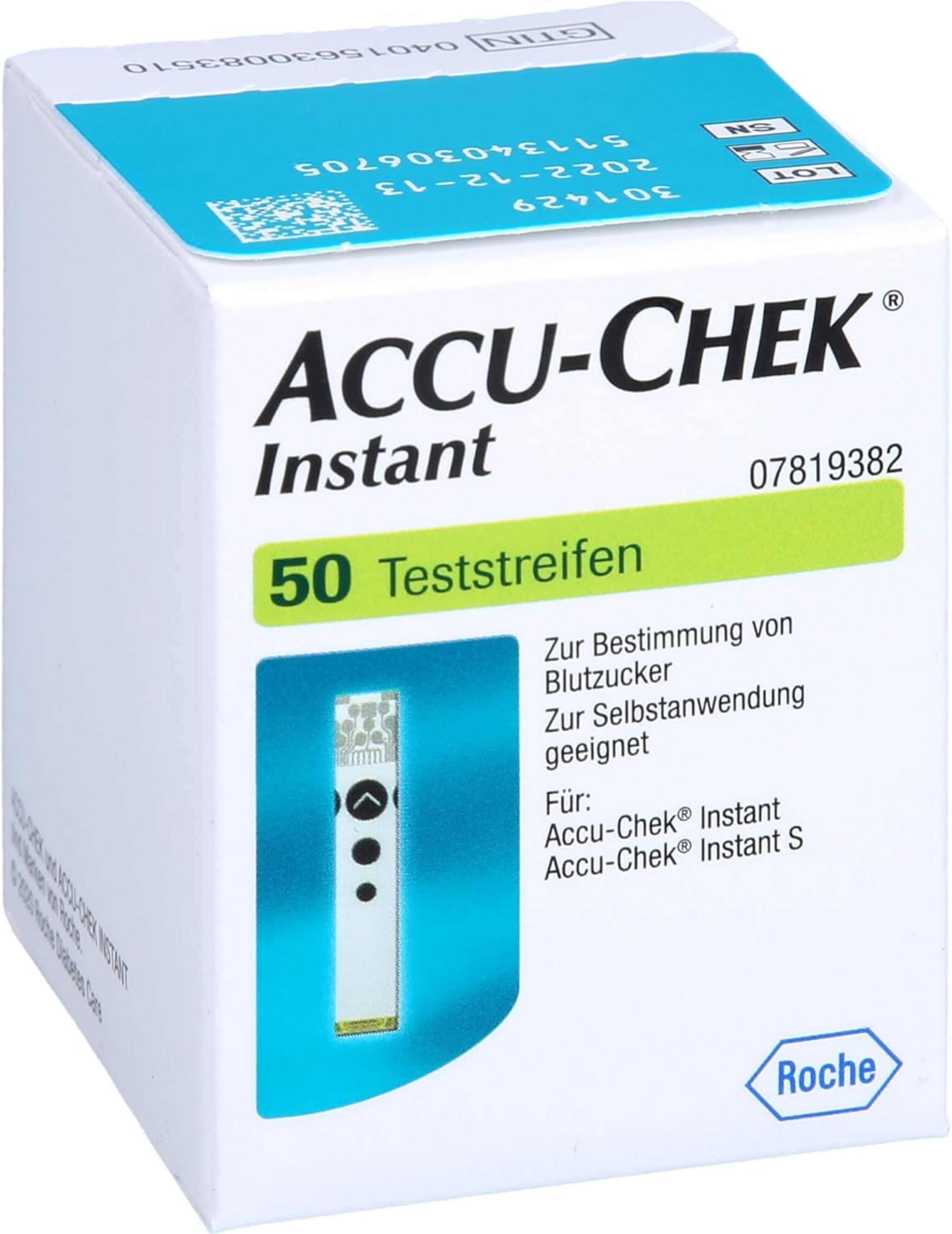 Roche Blutzucker-Teststreifen ACCU-CHEK® Instant Teststreifen, Spar-Packung mit, 50-tlg., Blutzuckerüberwachung, Diabeteskontrolle