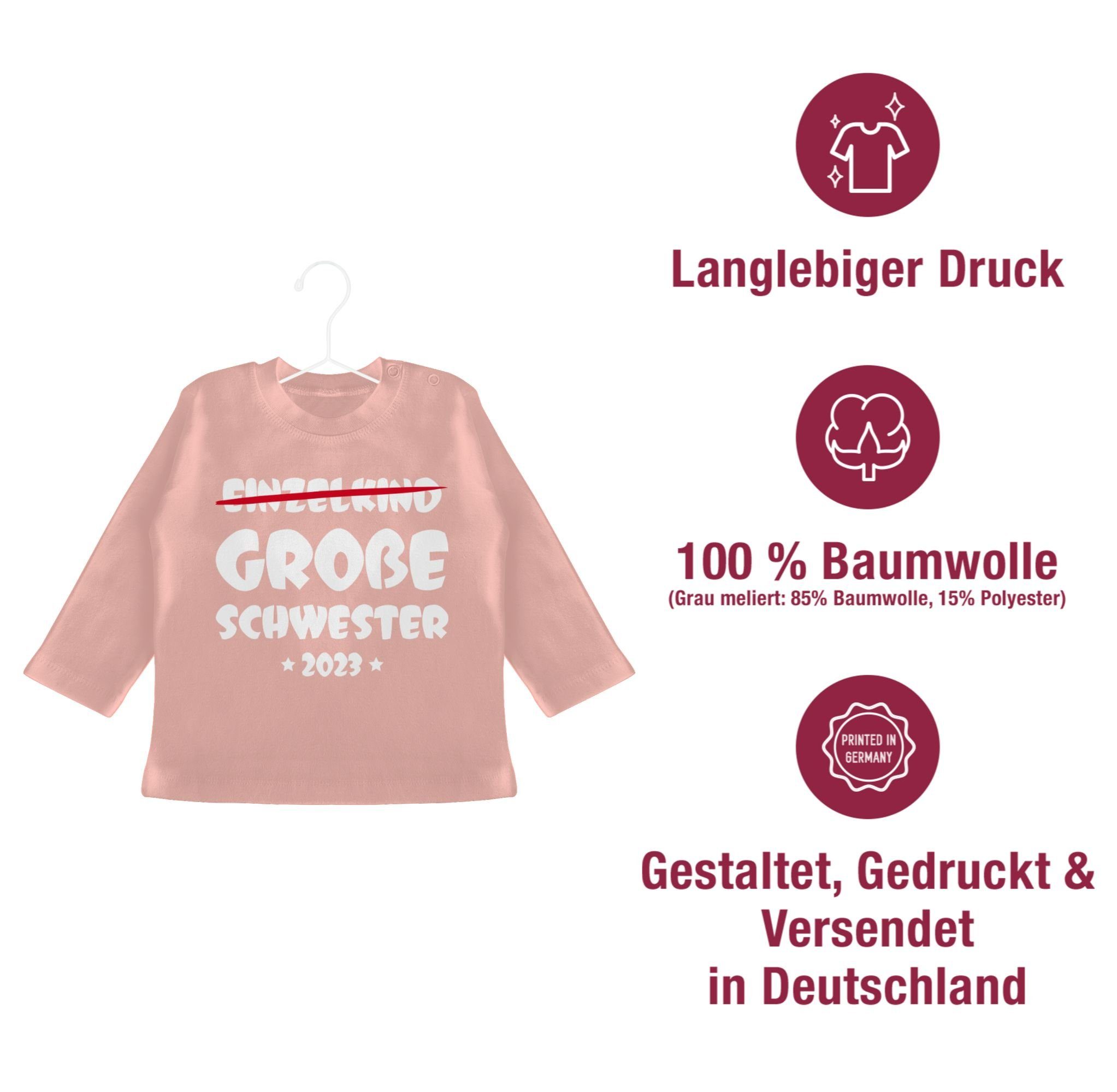 1 Einzelkind T-Shirt 2023 Große Große Babyrosa Schwester Shirtracer Schwester