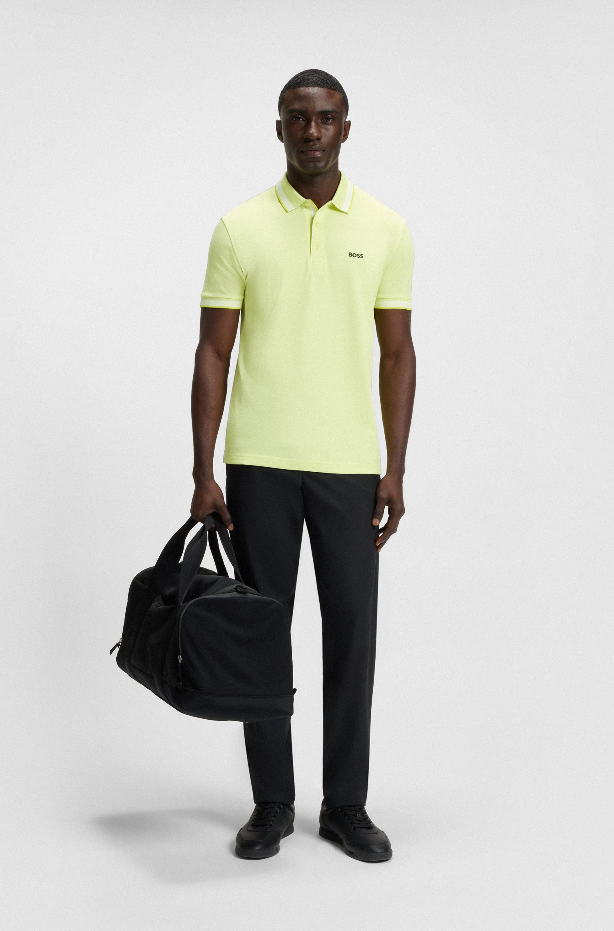 BOSS GREEN Poloshirt Paddy atmungsaktive Piqué-Webstruktur, Flachstrickkragen, gerader Schnitt