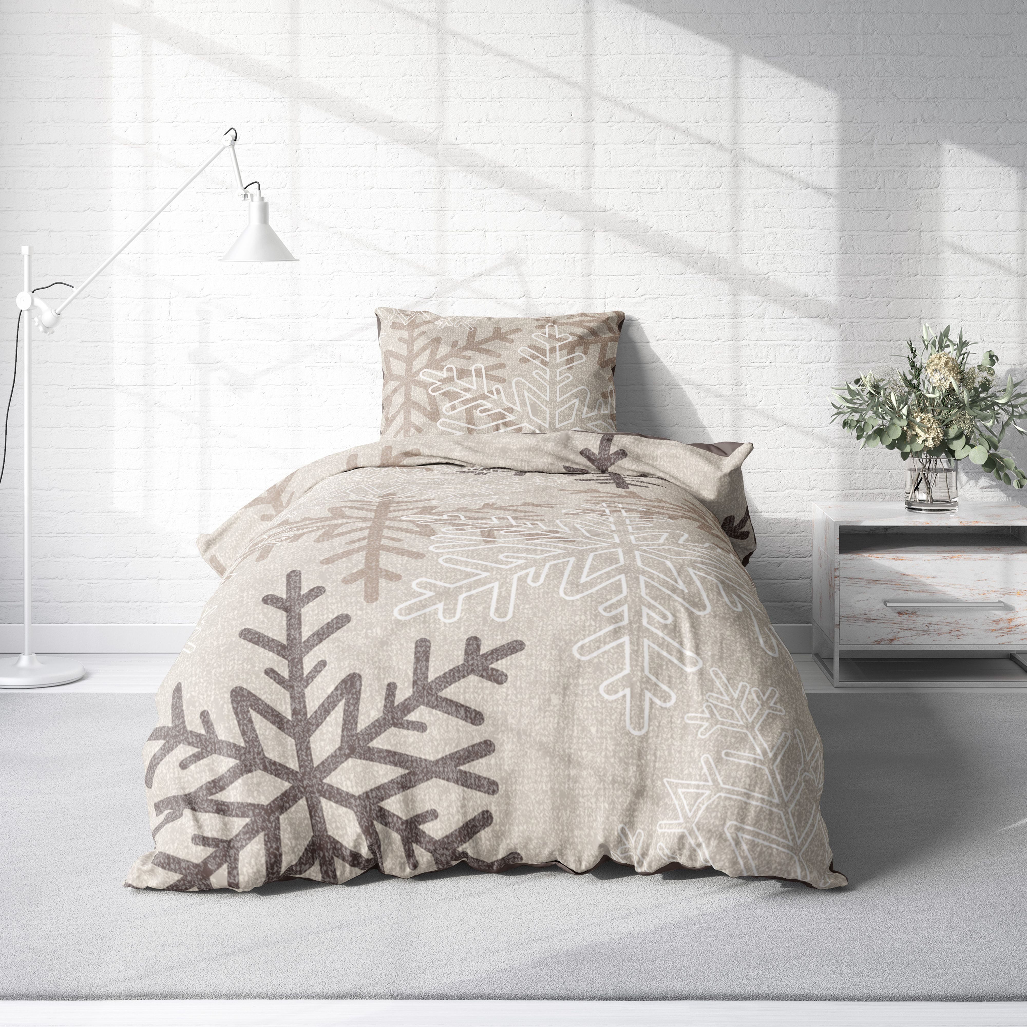 One Home Bettwäsche Winter Snowflakes, Biber, 2 teilig, Kristalle und Schne günstig online kaufen