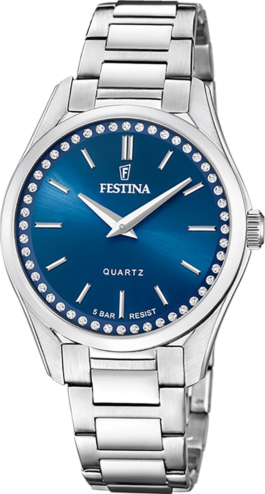 Festina Quarzuhr Festina Damenuhr Mademoiselle, (Analoguhr), Damen Armbanduhr rund, Edelstahlarmband silber, Fashion