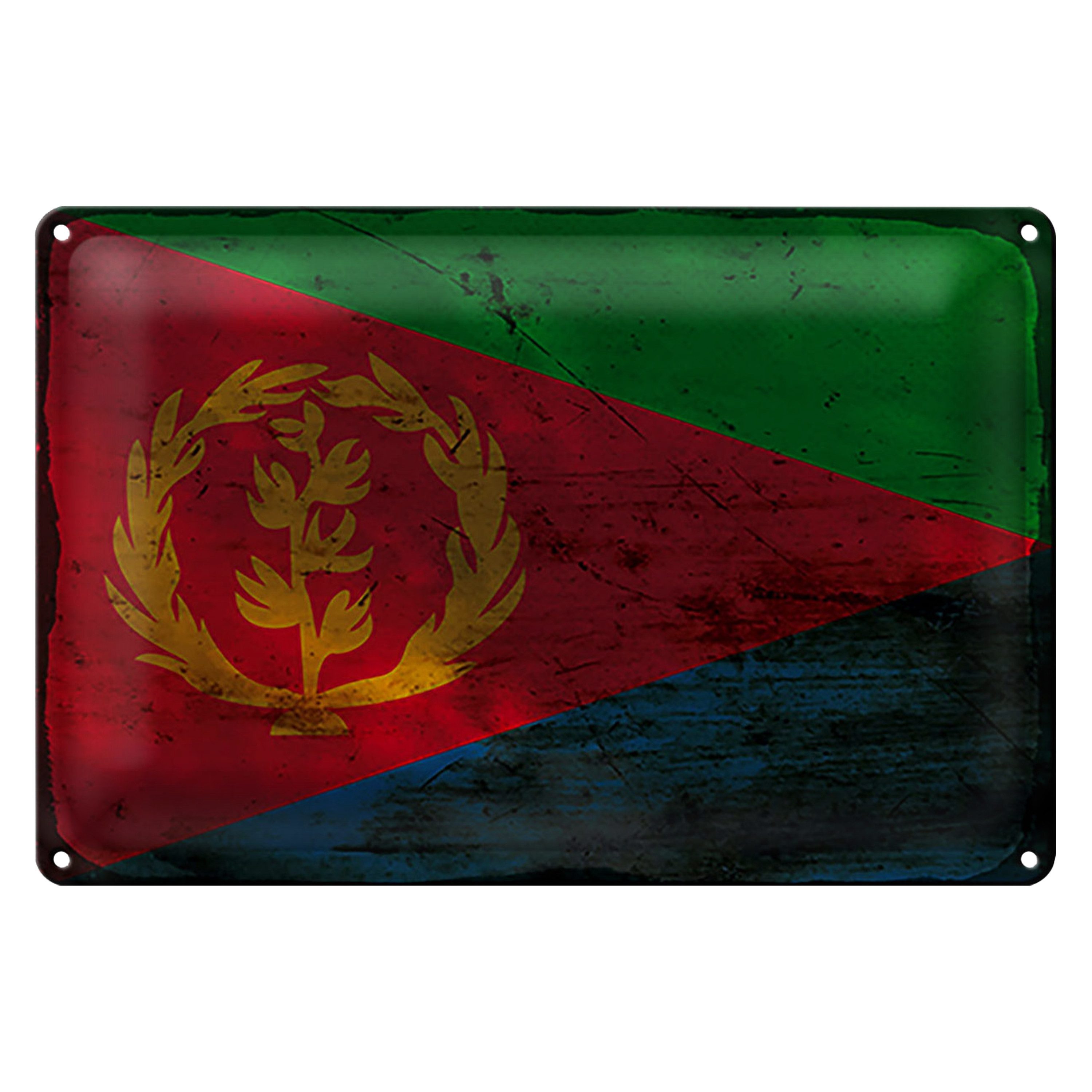 Metallschild Flagge Eritrea 18x12cm Flag of Eritrea Rost