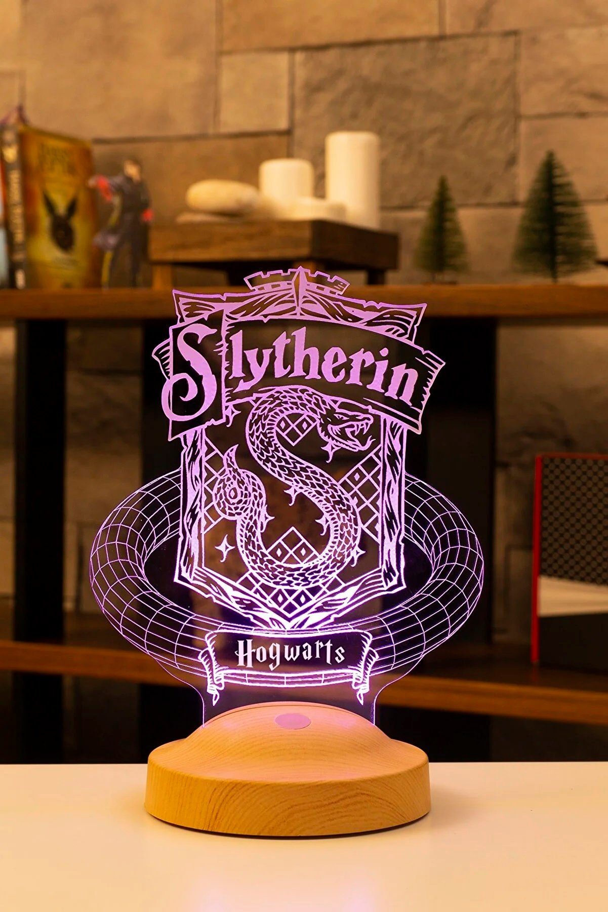 Geschenkelampe LED Nachttischlampe Slytherin Hogwarts Harry Potter 3D Nachtlicht Geschenke Potterheads, Leuchte 7 Farben fest integriert, Geburtstagsgeschenk fü – Bild 4 von 5