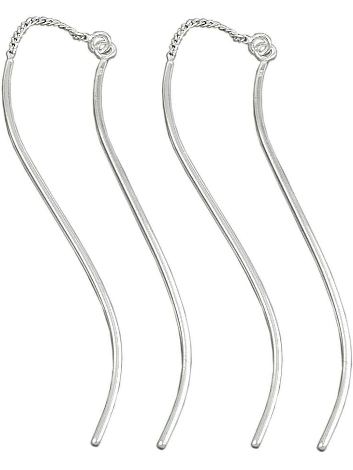 60mm Welle Ohrhänger (1-tlg) Gallay Silber 925 Paar doppelte glänzend Ohrhänger Ohrring