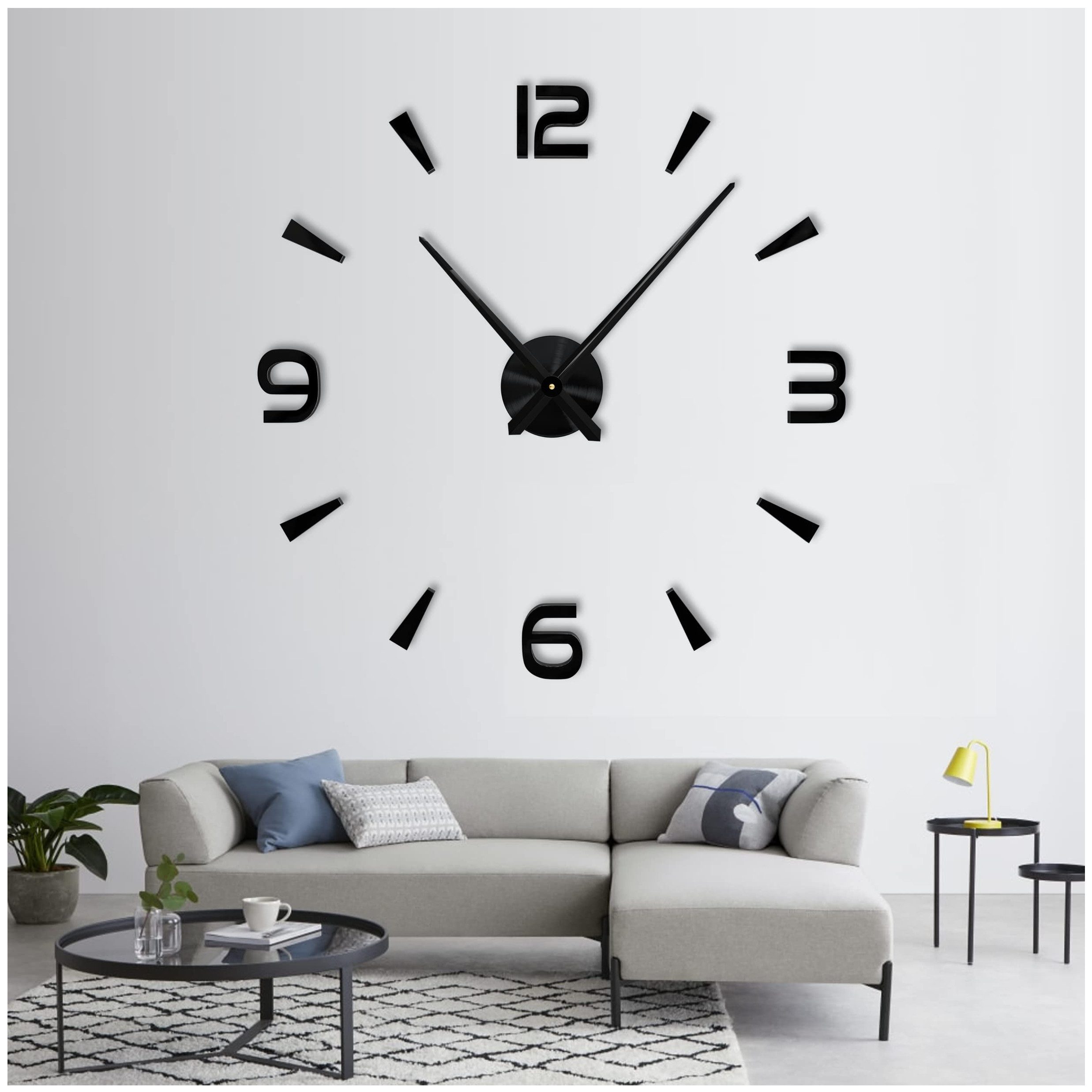 MOPUEA Wanduhr DIY Wanduhr 80-120cm große einfache-Wanduhr 3D Zahlen stille Acryl-Uhr (Lautlos für Restaurants Wohnzimmer Schlafzimmer Dekoration Uhr)