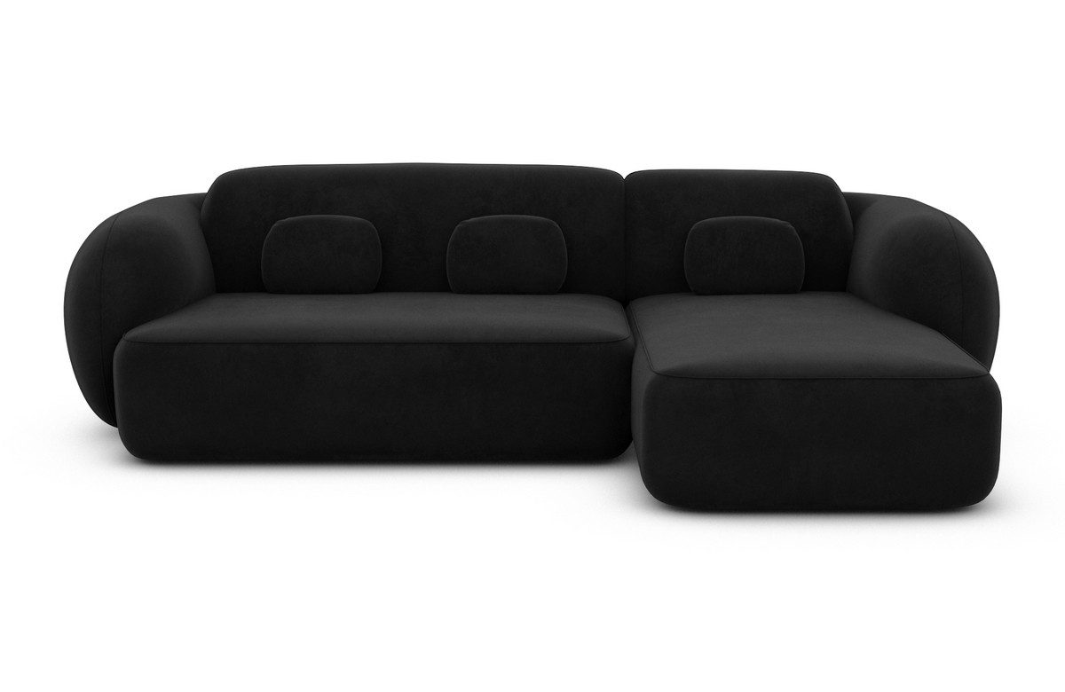Sofa Dreams Ecksofa Altea L Form kurz Stoffsofa, Ottomane, 4-Sitzer, Loungesofa, Samtstoff Bezug in Schwarz