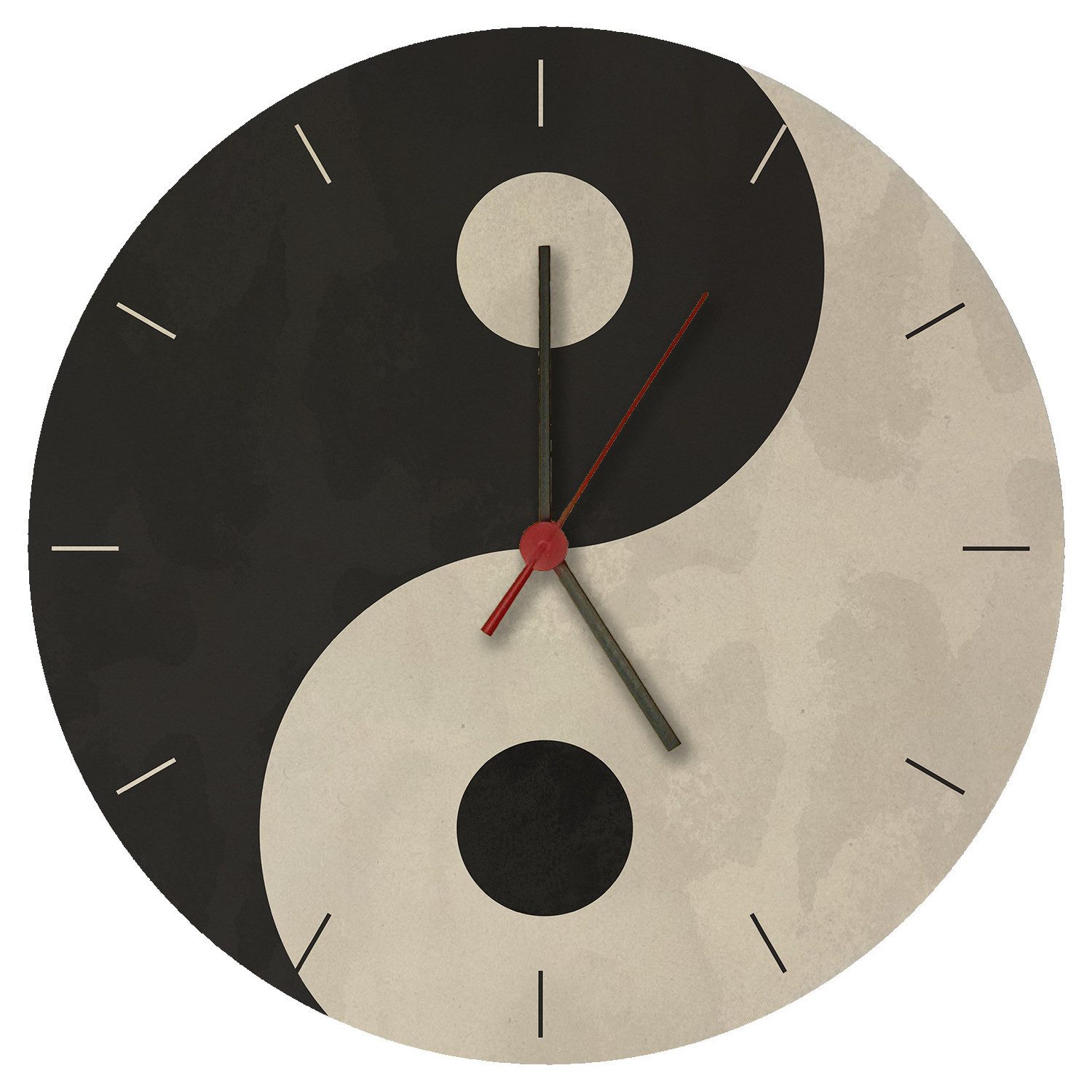 Wanduhr Yin und Yang Wanduhr aus MDF