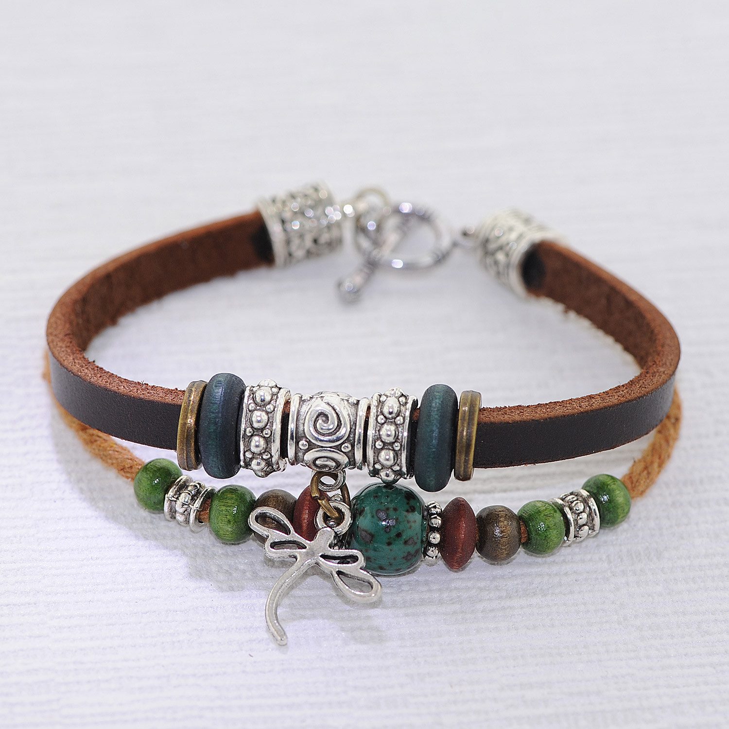 trendor Charm-Armband Unisex Leder-Braun