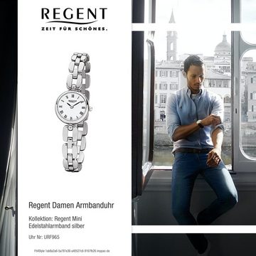 Regent Quarzuhr Regent Damen-Armbanduhr silber Analog F-965, Damen Armbanduhr rund, klein (ca. 20mm), Edelstahlarmband