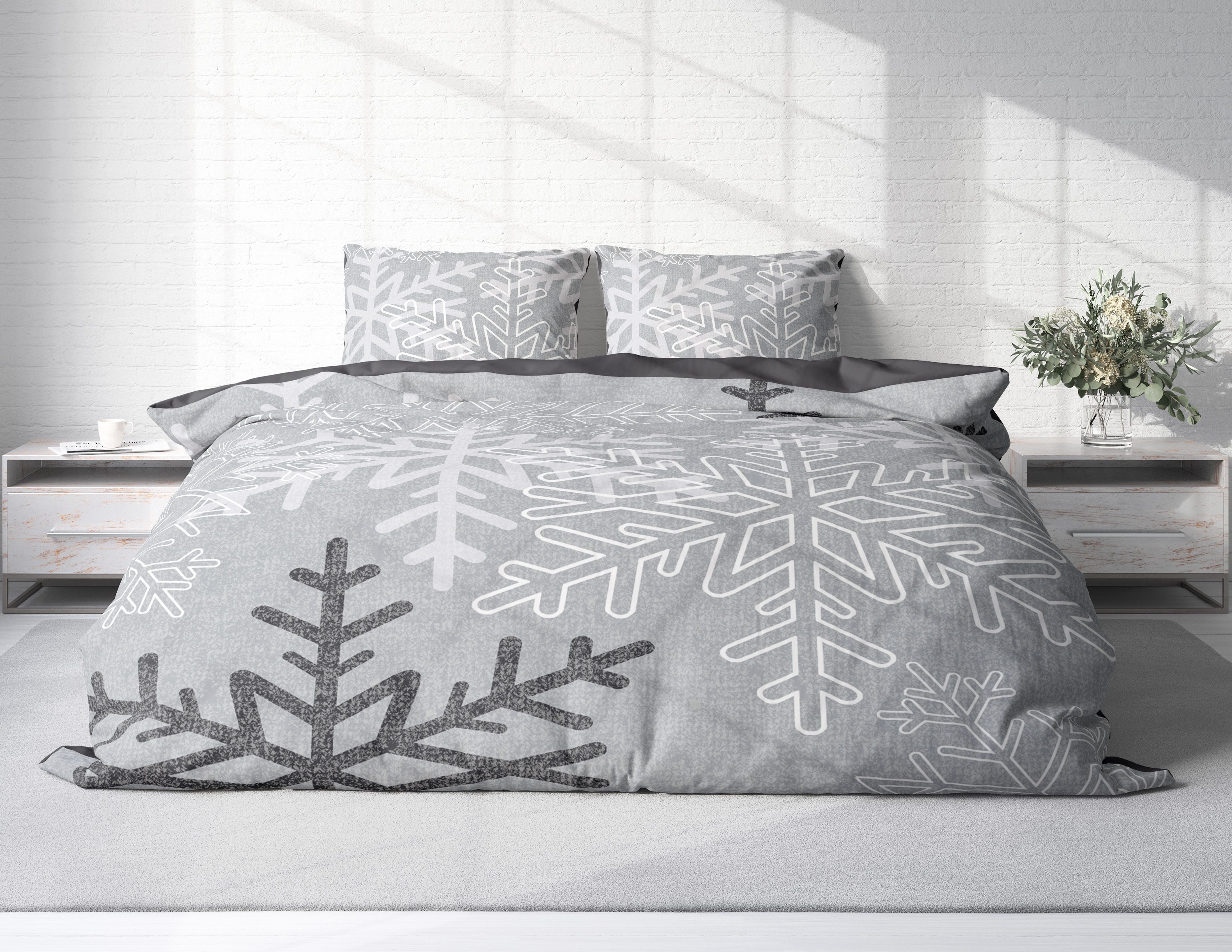 One Home Bettwäsche Winter Snowflakes, Biber, günstig online kaufen