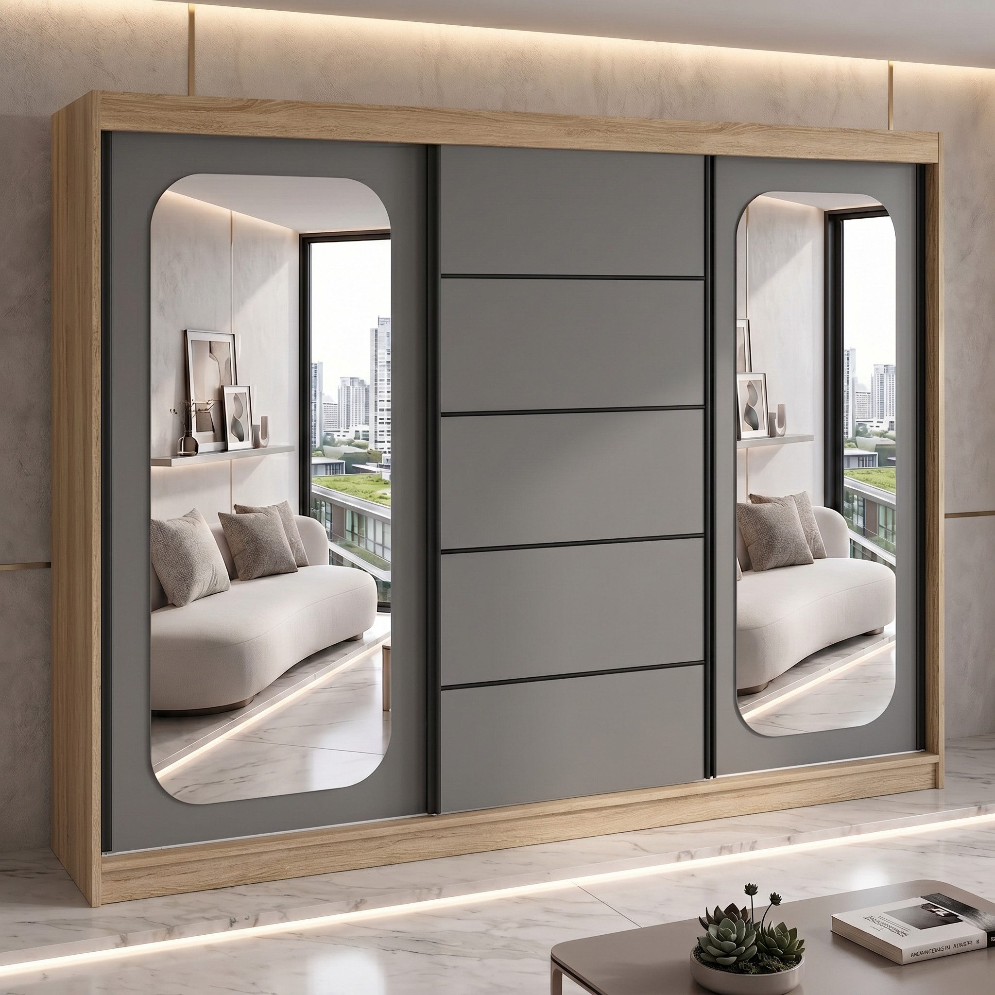 A&J MöbelLand GmbH Schiebetürenschrank BELANO – Moderner Kleiderschrank mit Schiebetüren (Die perfekte Kombination aus modernem Design, hoher Funktionalität und – Bild 2 von 5