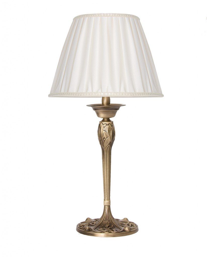 Nachttischlampe E14 Leuchtmittel, SIMONA, Bronzefarben ohne Tischlampe Stoff Licht-Erlebnisse Wohnzimmer Schlafzimmer Messing