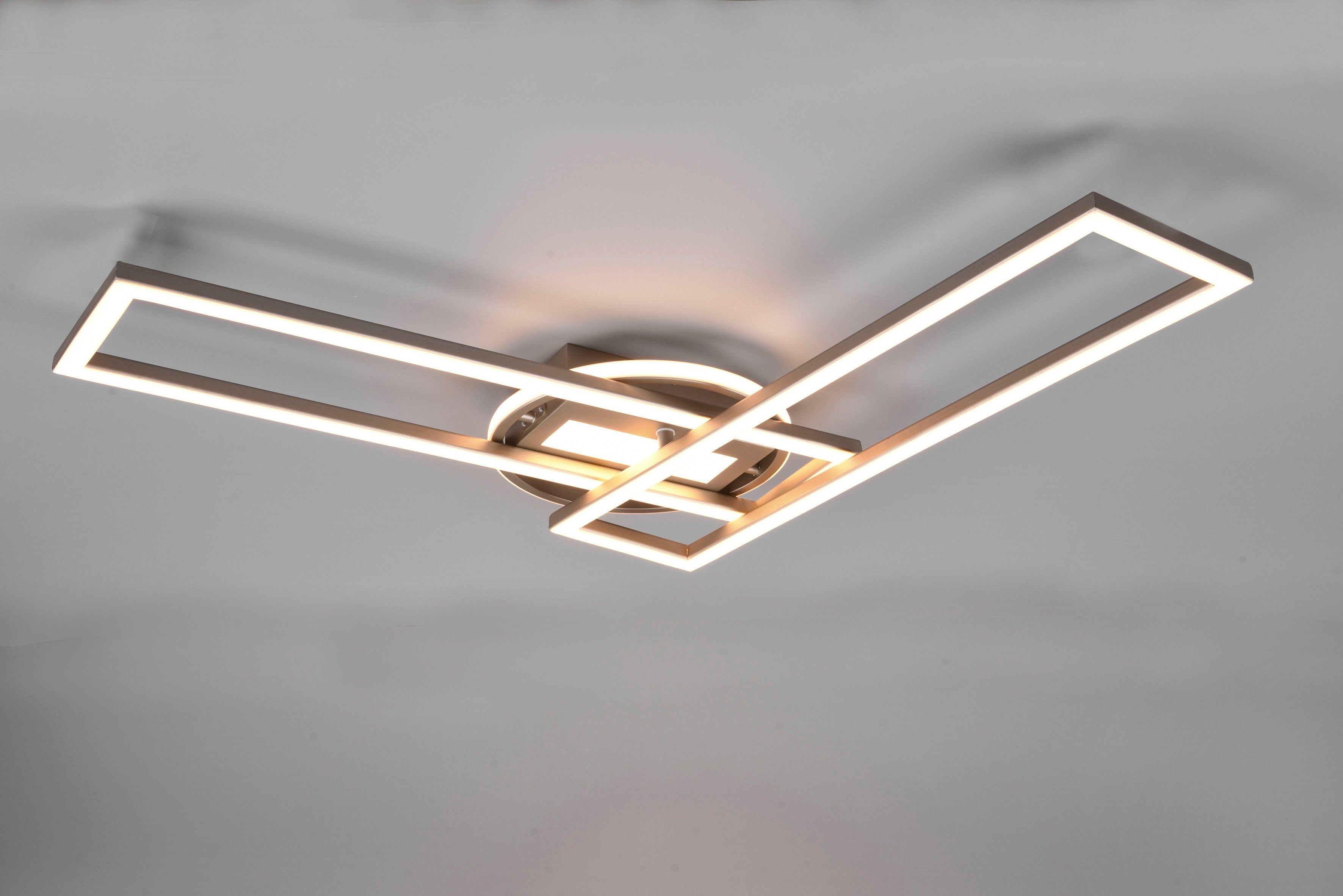TRIO Leuchten LED Deckenleuchte integriert, - Lumen nickel Deckenlampe Farbwechsel, Dimmfunktion, über Twister, Lichtfarbe einstellbar Fernbedienung, warmweiß Memory LED fest CCT - 4500 kaltweiß, Fernbedienung