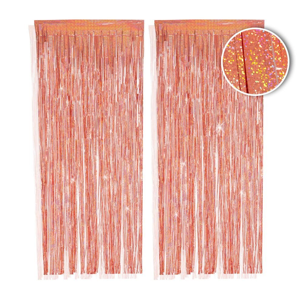 PHENO FLAGS Flagge 2 Stück Lametta Vorhang - Deko, Lametta Girlande für Ihre Party, Funkelnden Metallic-Look