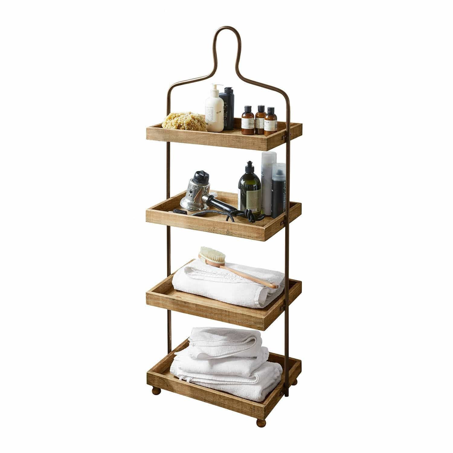 Mirabeau Etagere Etagere Lasse braun/schwarz, Mangoholz (mangifera indica), Gestell: Eisen