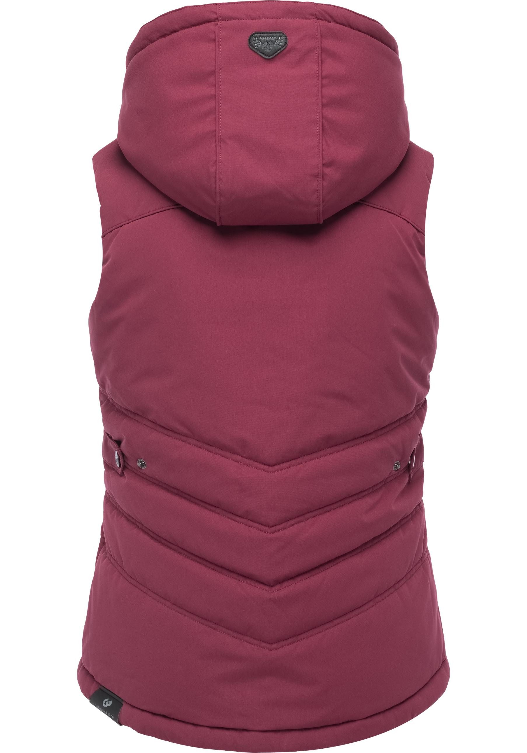 Ragwear Steppweste Hesty Wasserdichte Outdoor-Weste mit abnehmbarer Kapuze