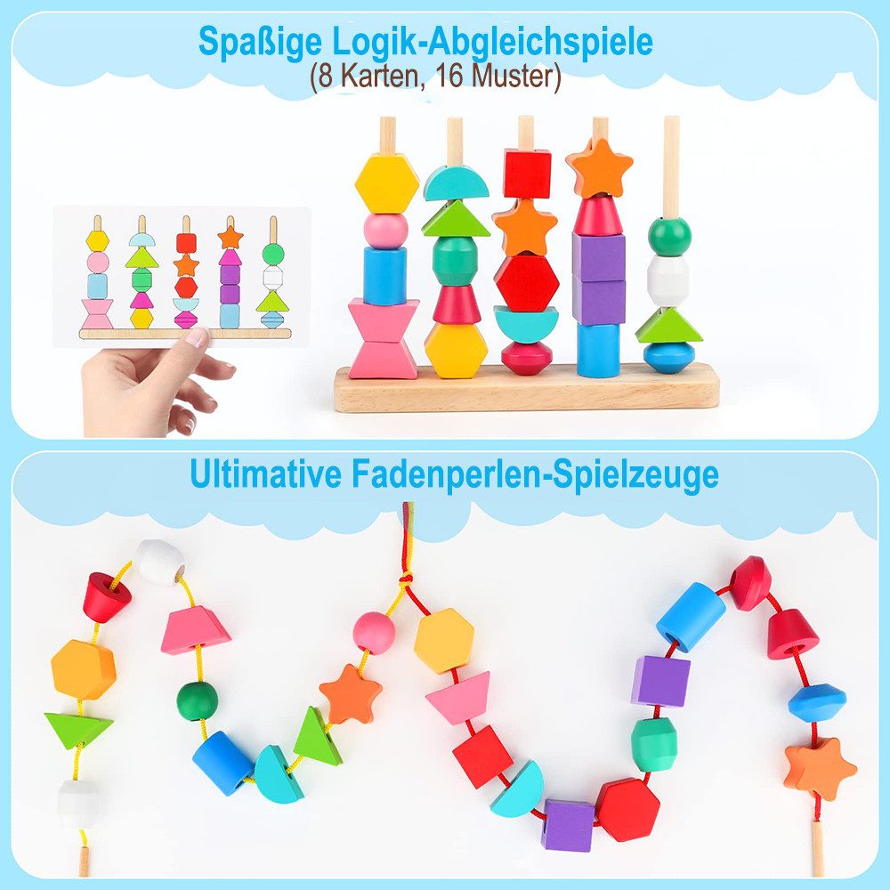 CLTYQ Lernspielzeug Montessori-Spiel – Holzperlen-Sequenzierungsspiel, Gesc günstig online kaufen
