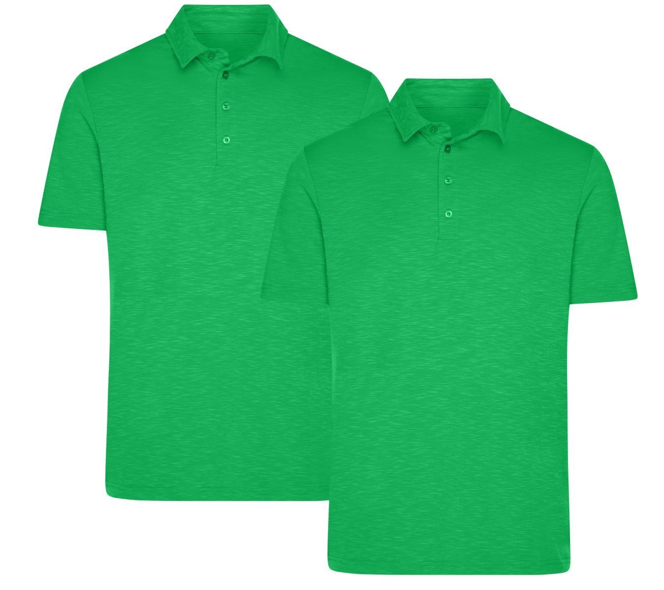 Poloshirt & Herren Funktionspolo im Poloshirt 2er-Pack) Attraktives Flammgarn James Single-Jersey Doppelpack fern-green Nicholson (Doppelpack, JN752