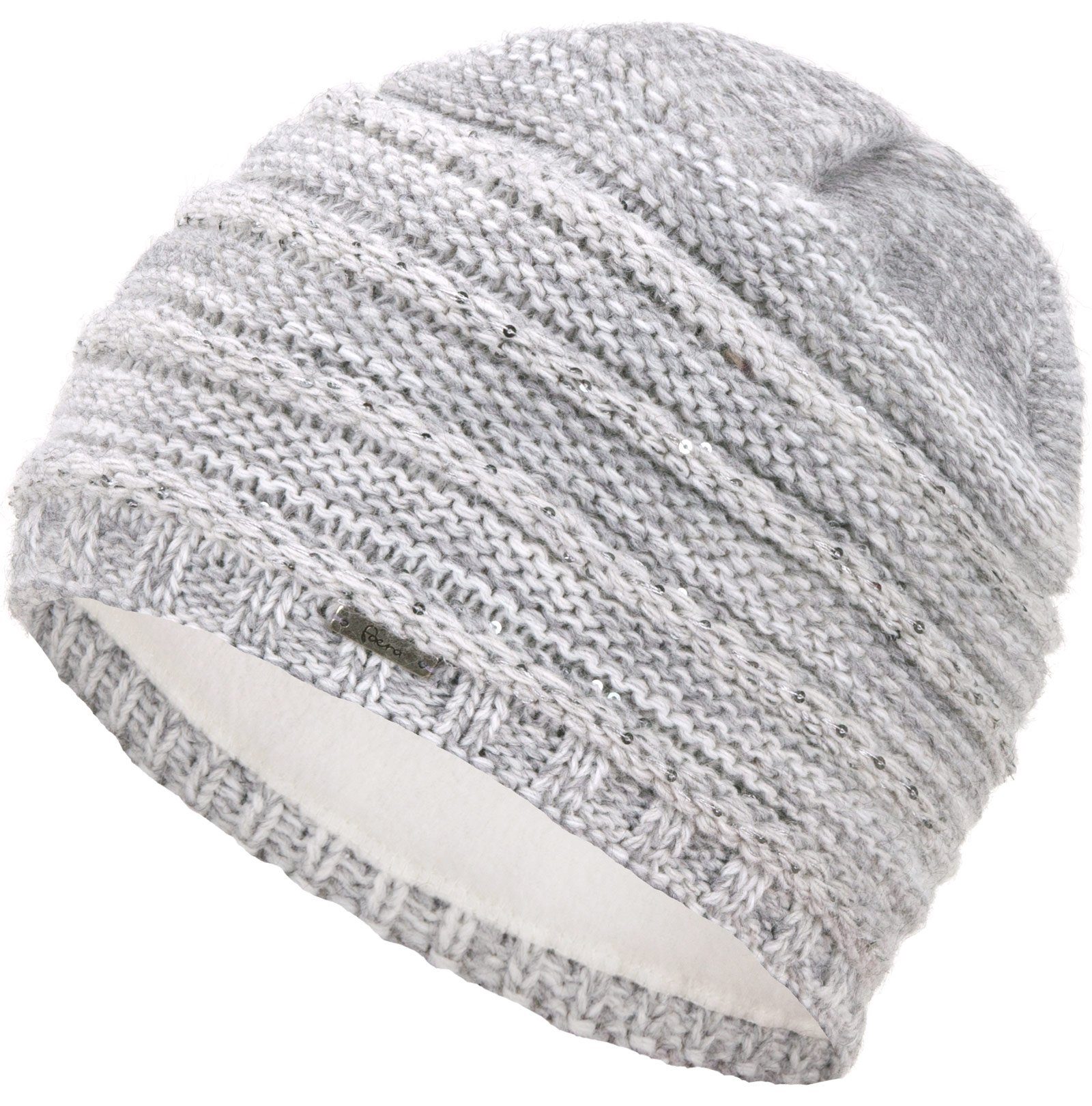 Faera Strickmütze Wintermütze Damen Mütze Beanie Haube gefüttert Strickmütze Damenmütze warmgrau