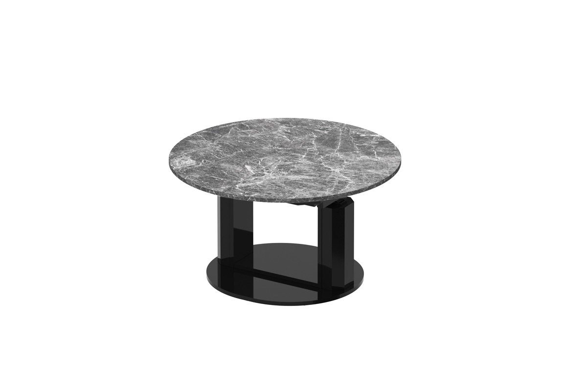 designimpex Couchtisch ausziehbar HEM-111 Design Schwarz Couchtisch Hochglanz Hochglanz dunkel / Marmor Tisch höhenverstellbar