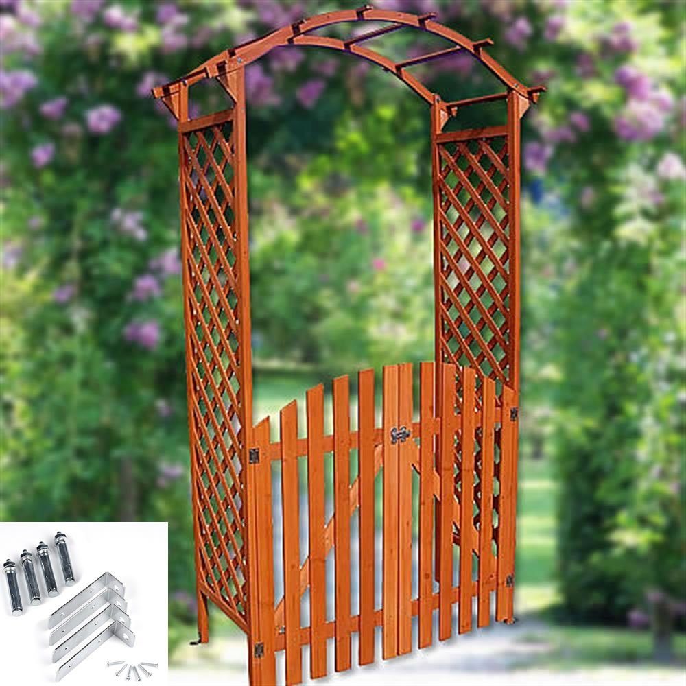 Feel2Home Rosenbogen Rankgitter mit Tür, Gartenbogen Spalier für Rosen & Kletterpflanzen Stück, 1 Rosenbogen mit Tür als Rankhilfe für Kletterpflanzen, Rosenbog – Bild 5 von 5