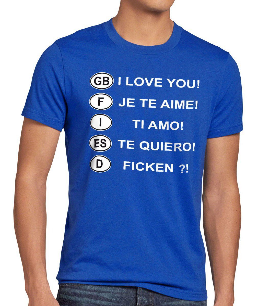 spass Urlaub T-Shirt Ficken Auto blau style3 Spruch Funshirt Kennzeichen Fun Mallorca Herren Print-Shirt